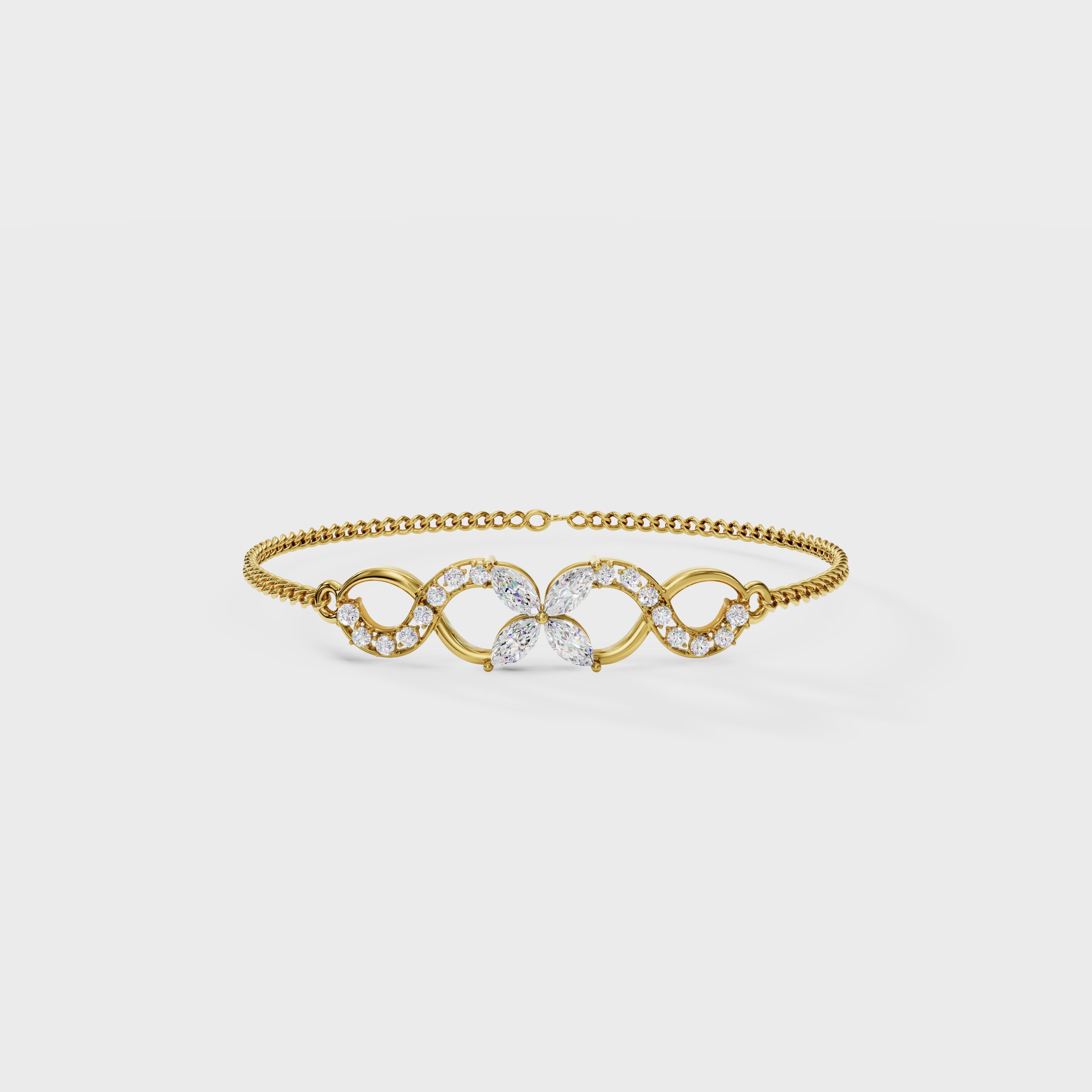 Floral Curve Diamond Bracelet