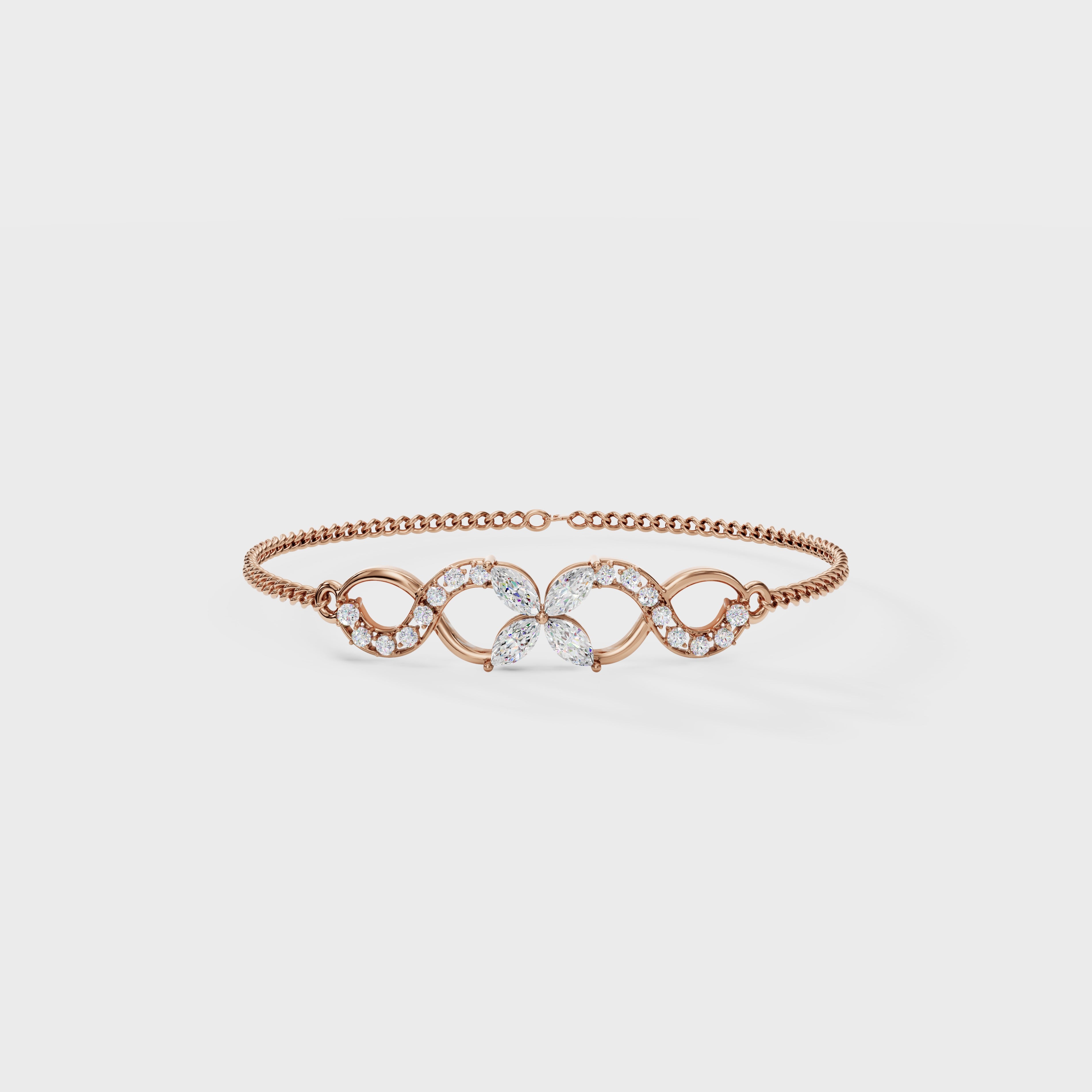 Floral Curve Diamond Bracelet