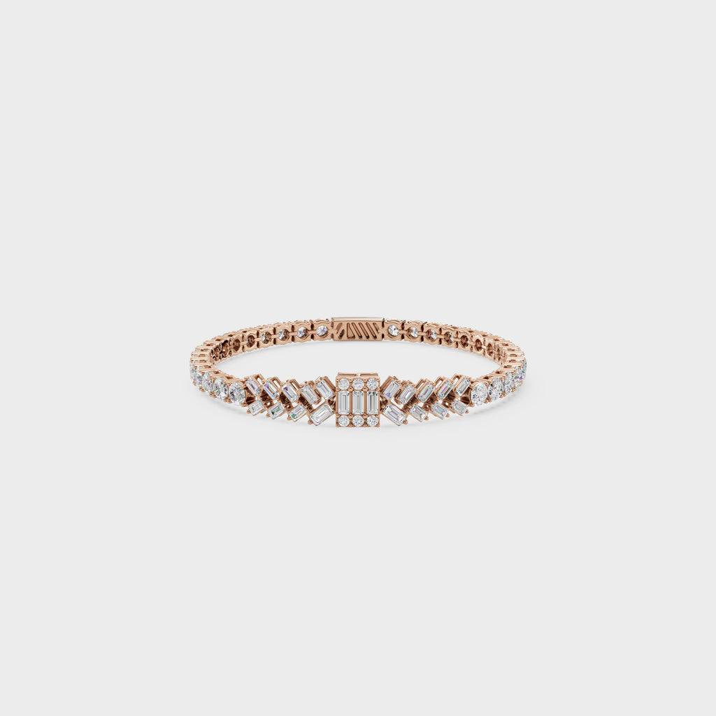 Baguette And Round Diamond Bracelet
