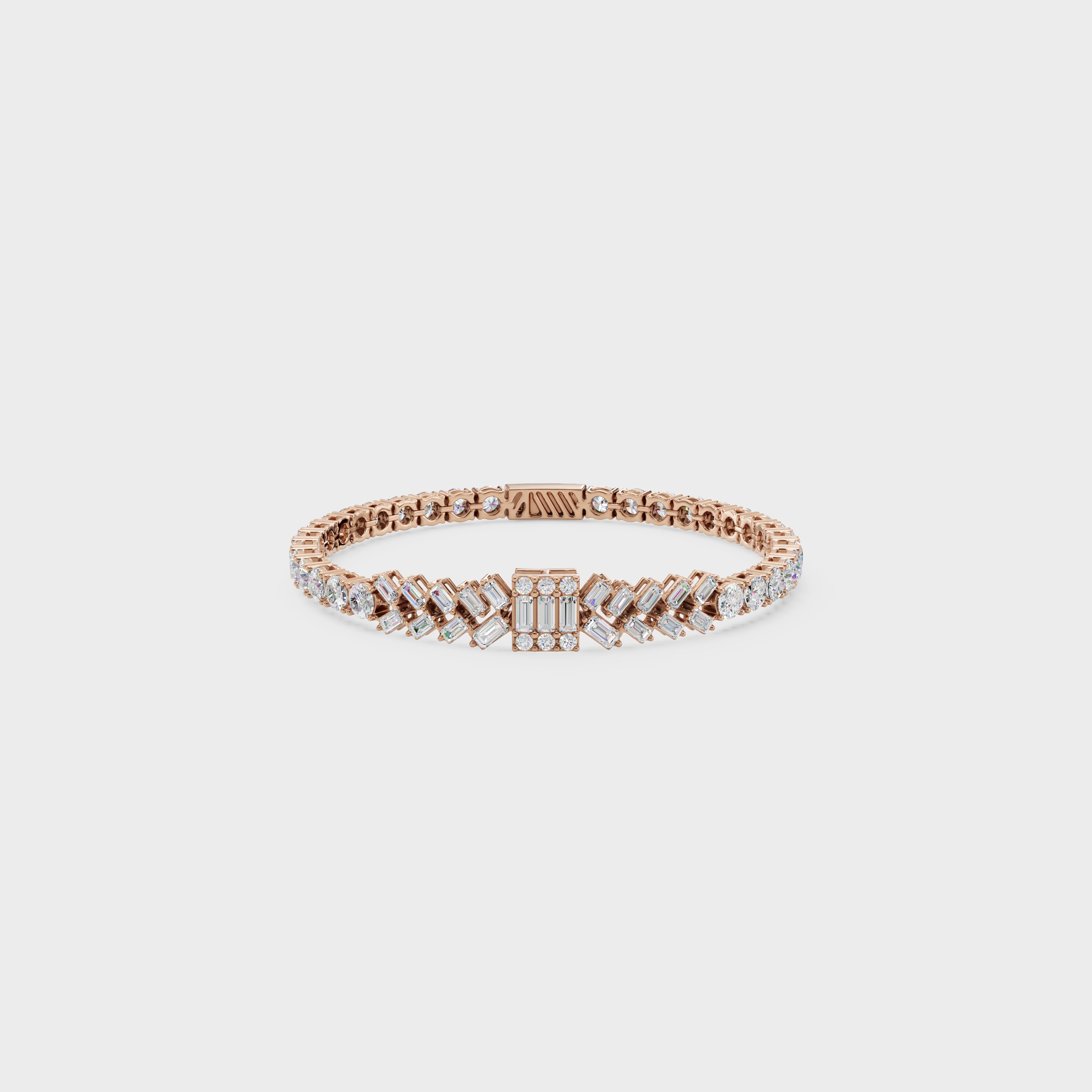 Baguette And Round Diamond Bracelet