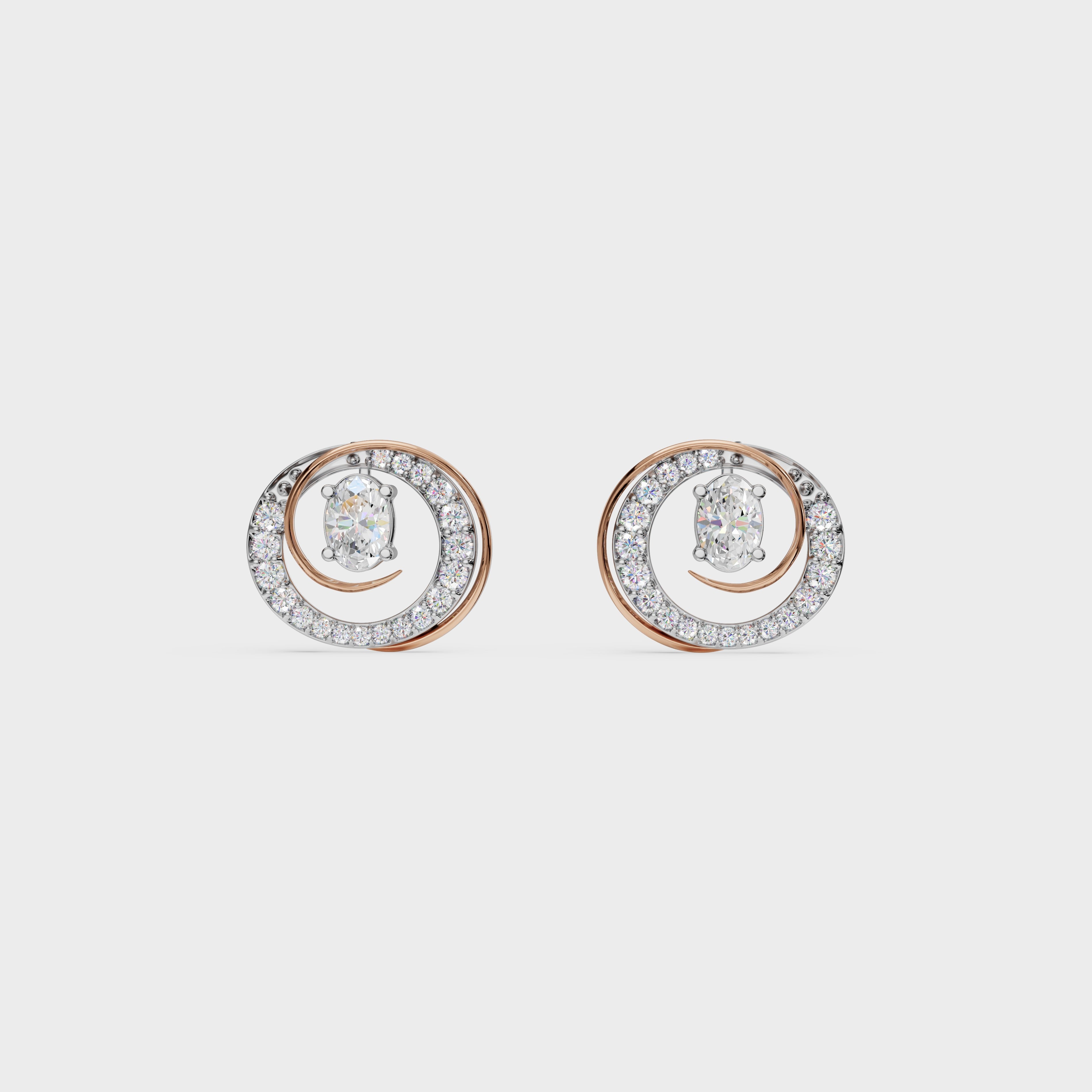 2 in One Oval cut stud & Earrings
