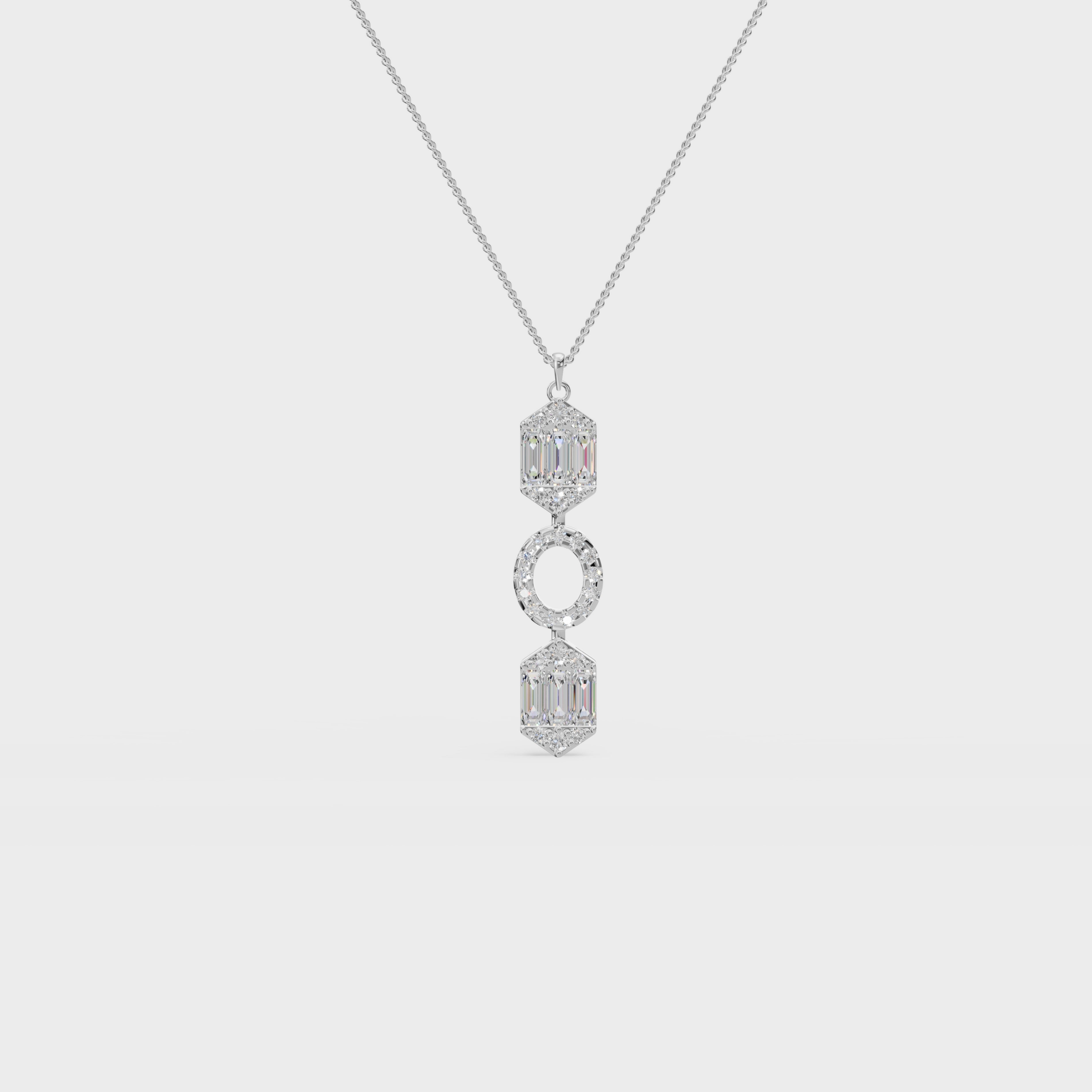 Art Deco Baguette and Round Diamond Pendant