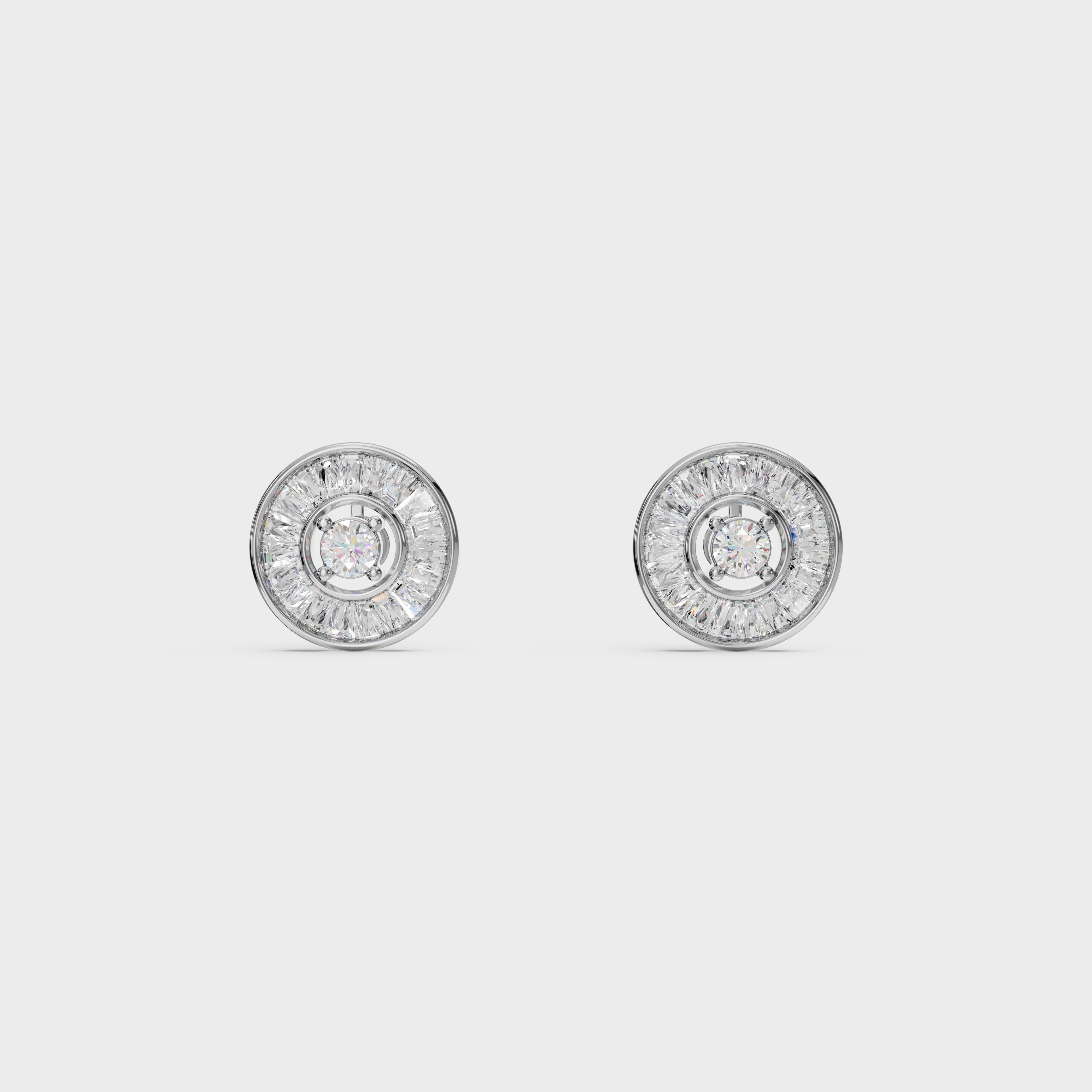 Radial Baguette Diamond Studs Earrings