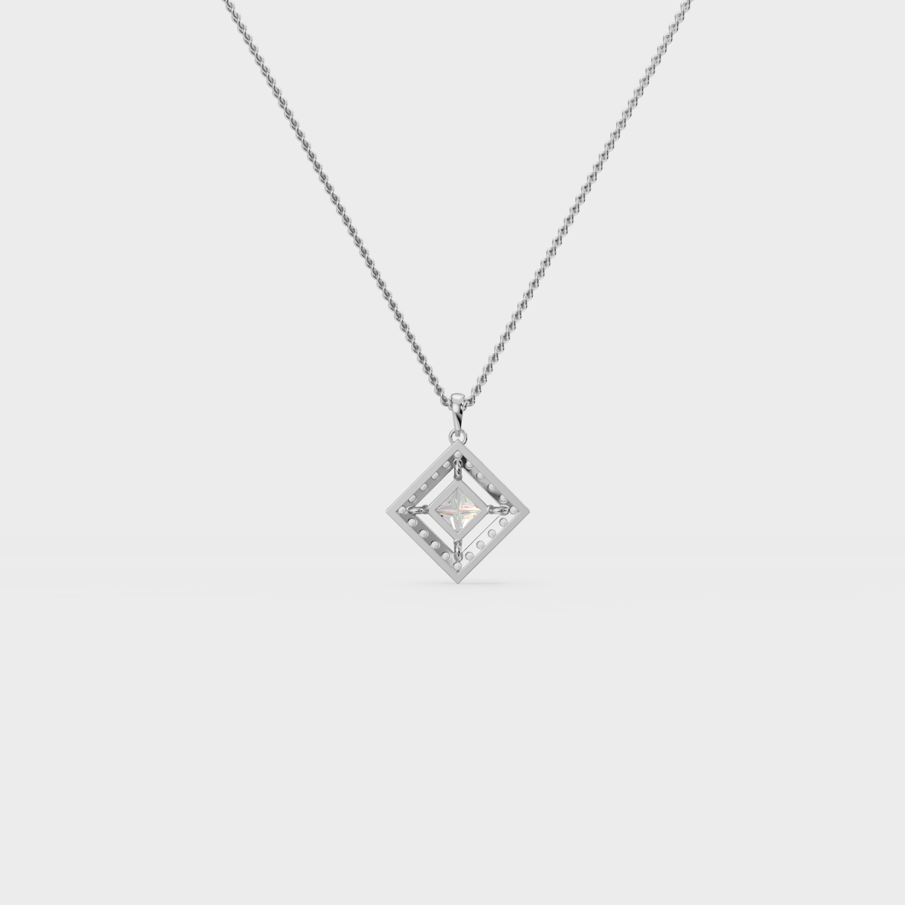 Square Halo princess diamond Pendant