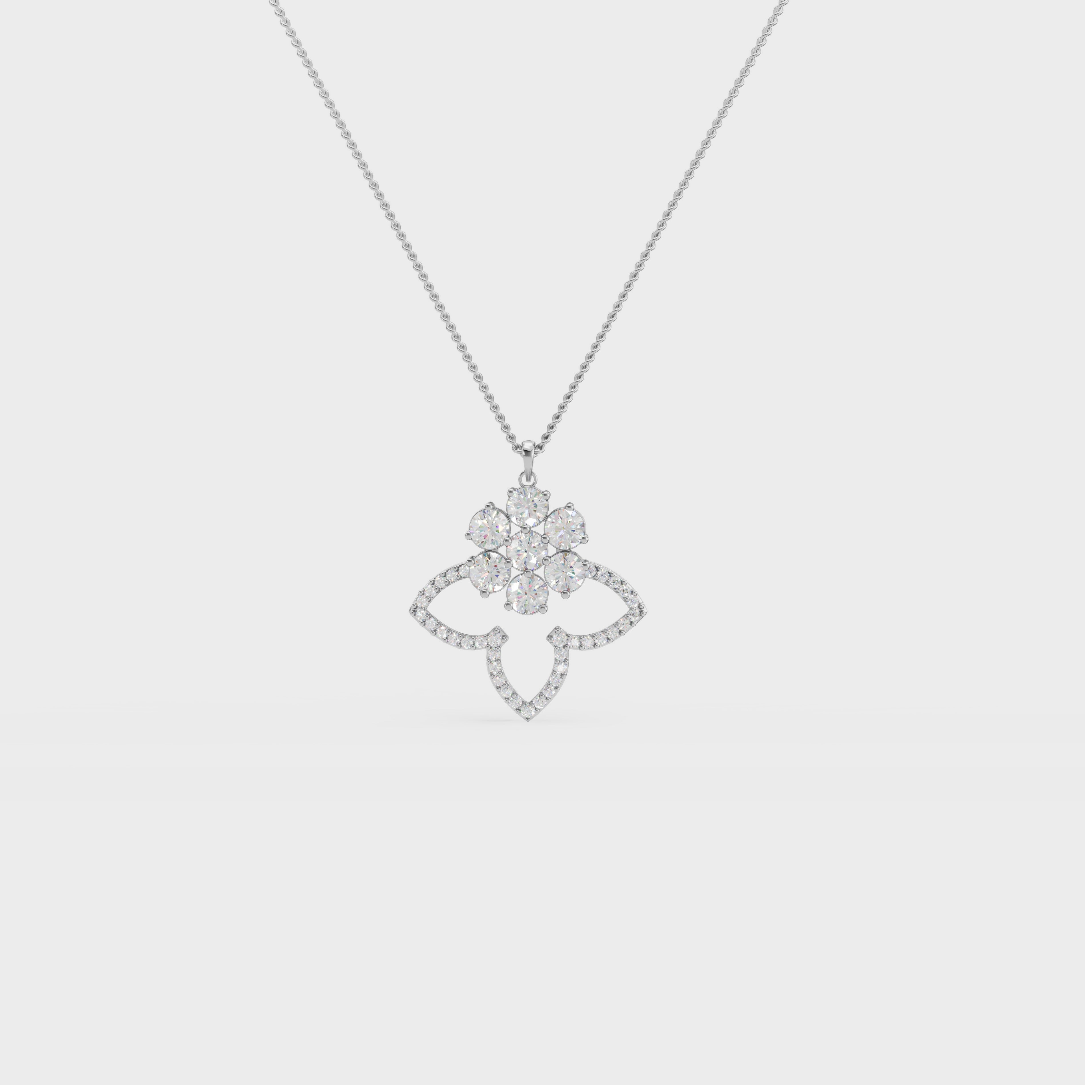 Three Petals Cluster Diamond Floral Pendant