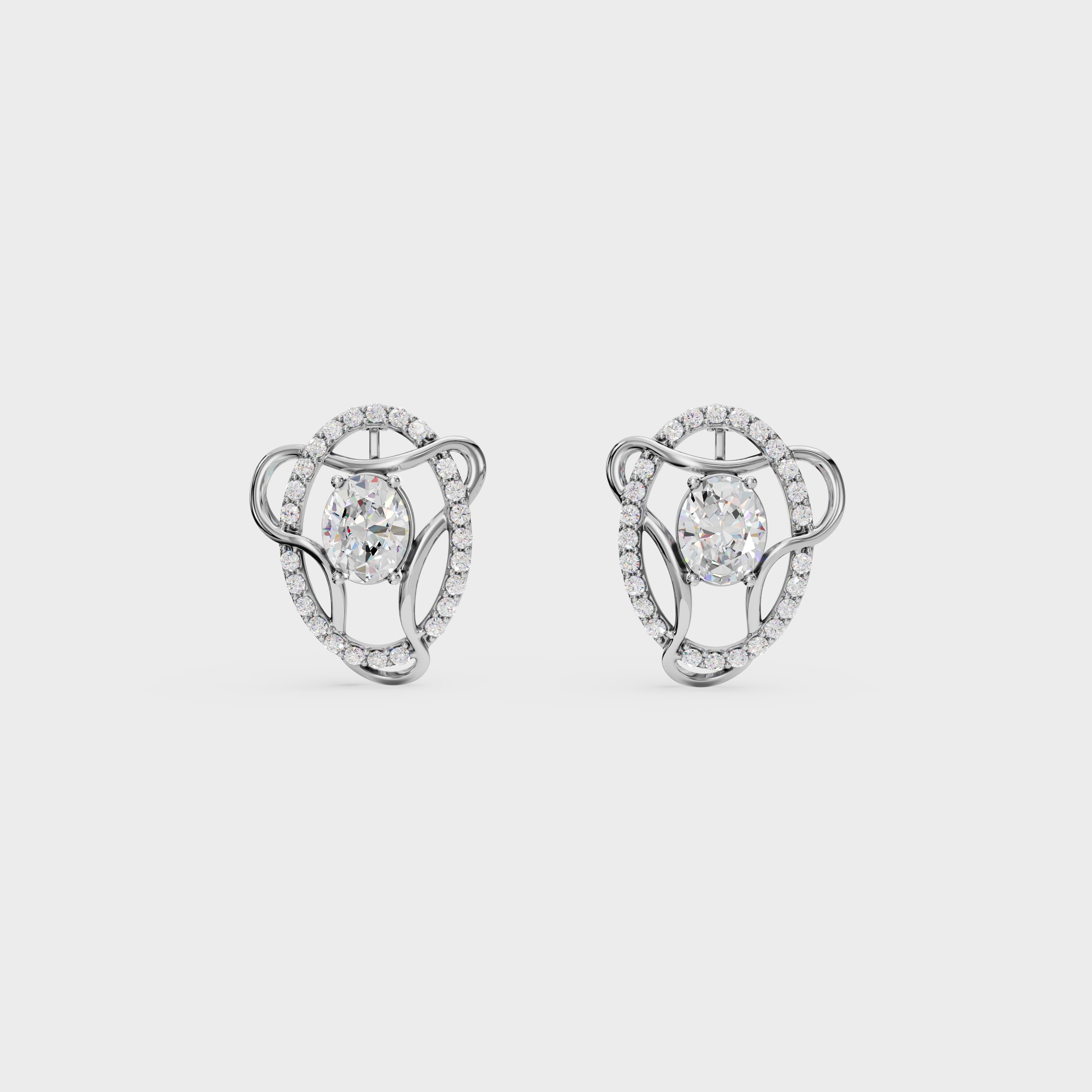Diamond Swirl Halo Earrings
