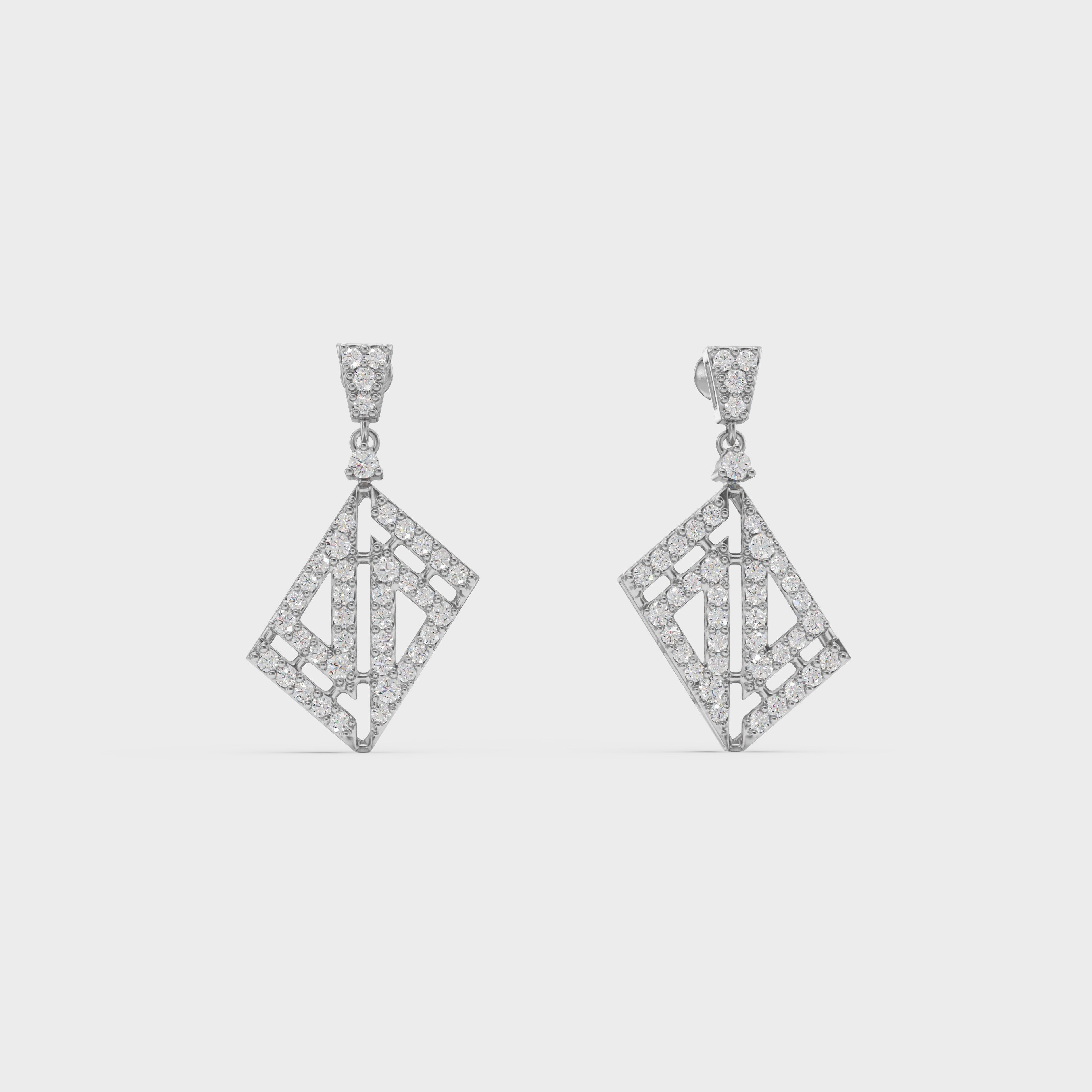 Geometric Drop Diamond Earrings