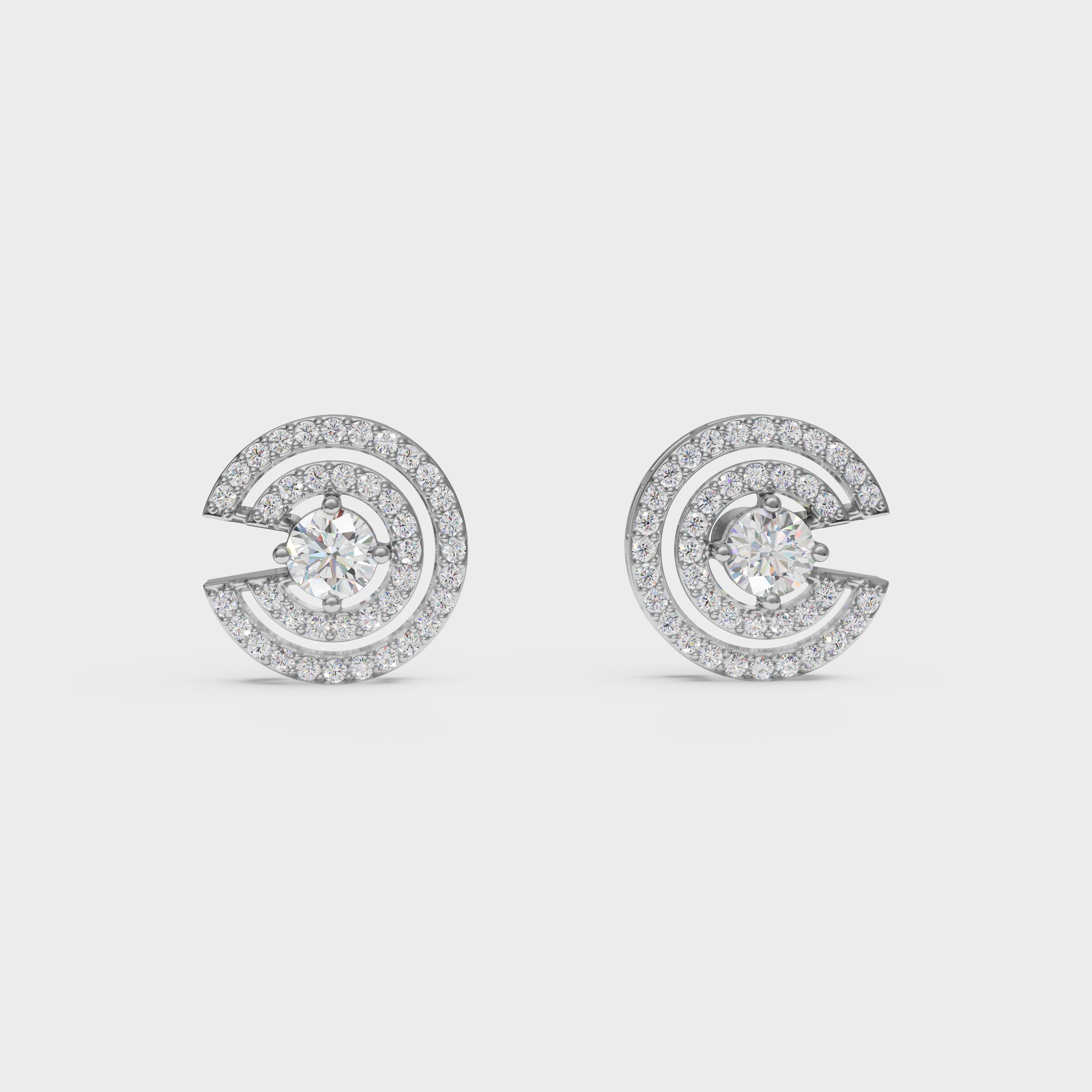 Spiral Sparkle Diamond Stud Earring