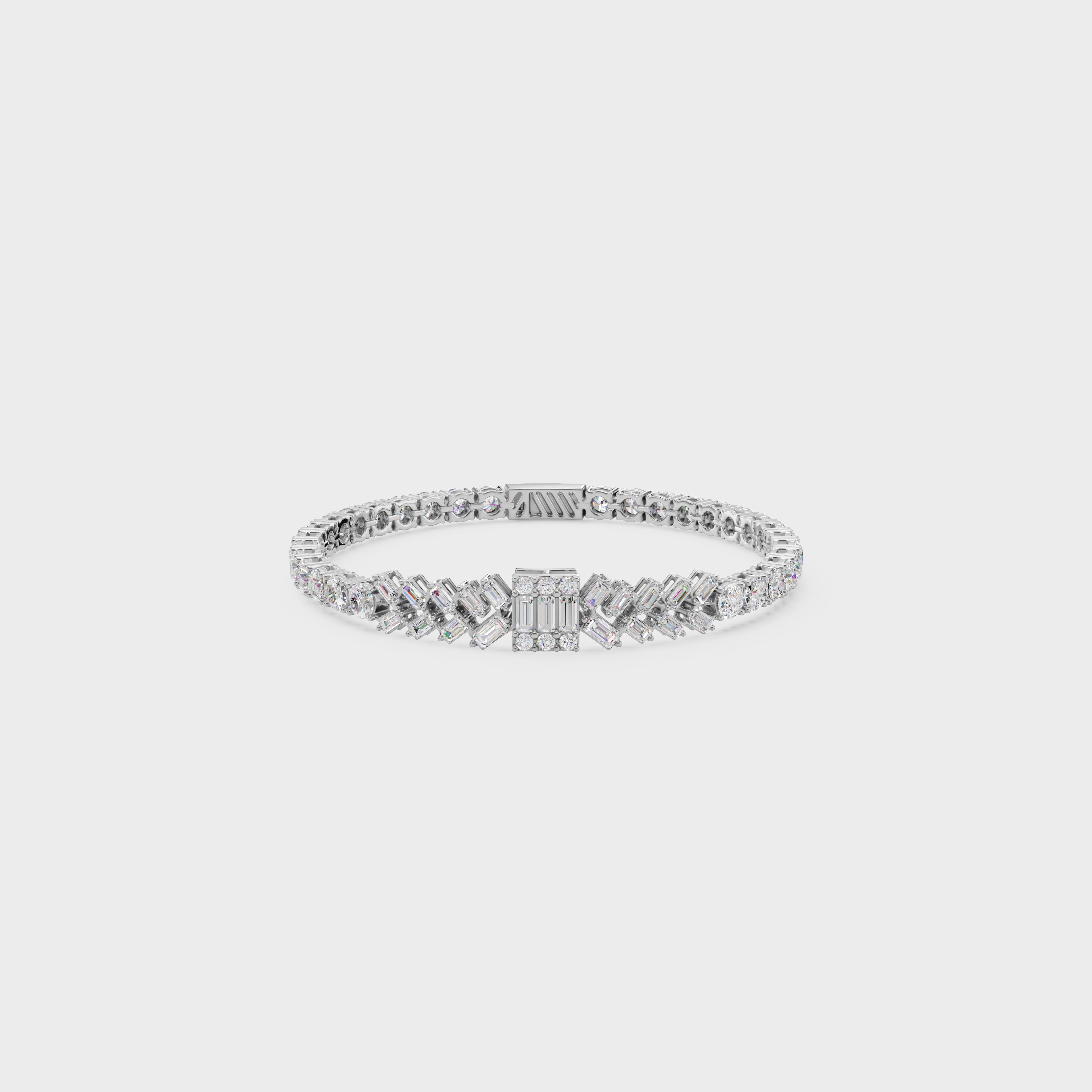 Baguette And Round Diamond Bracelet