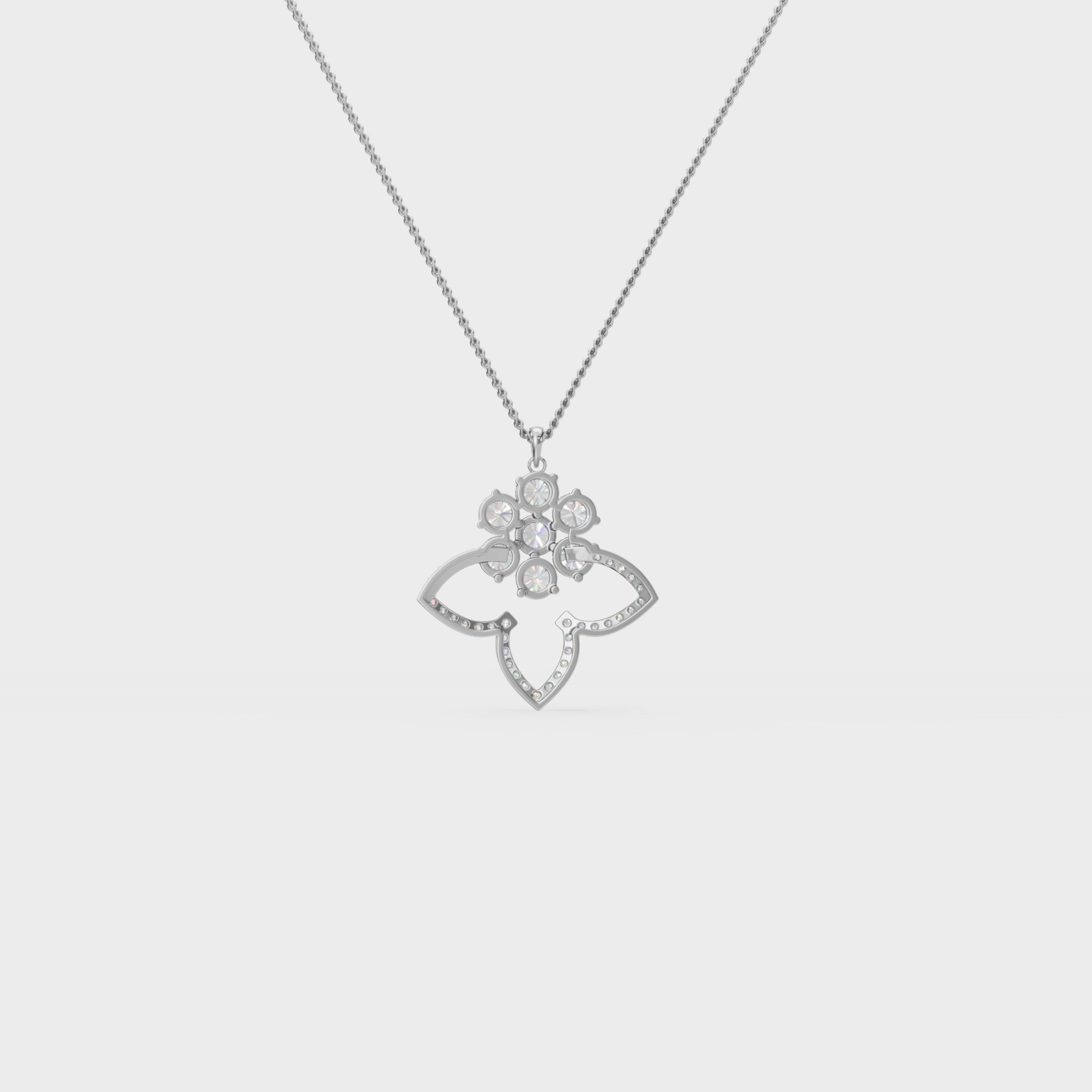 Three Petals Cluster Diamond Floral Pendant