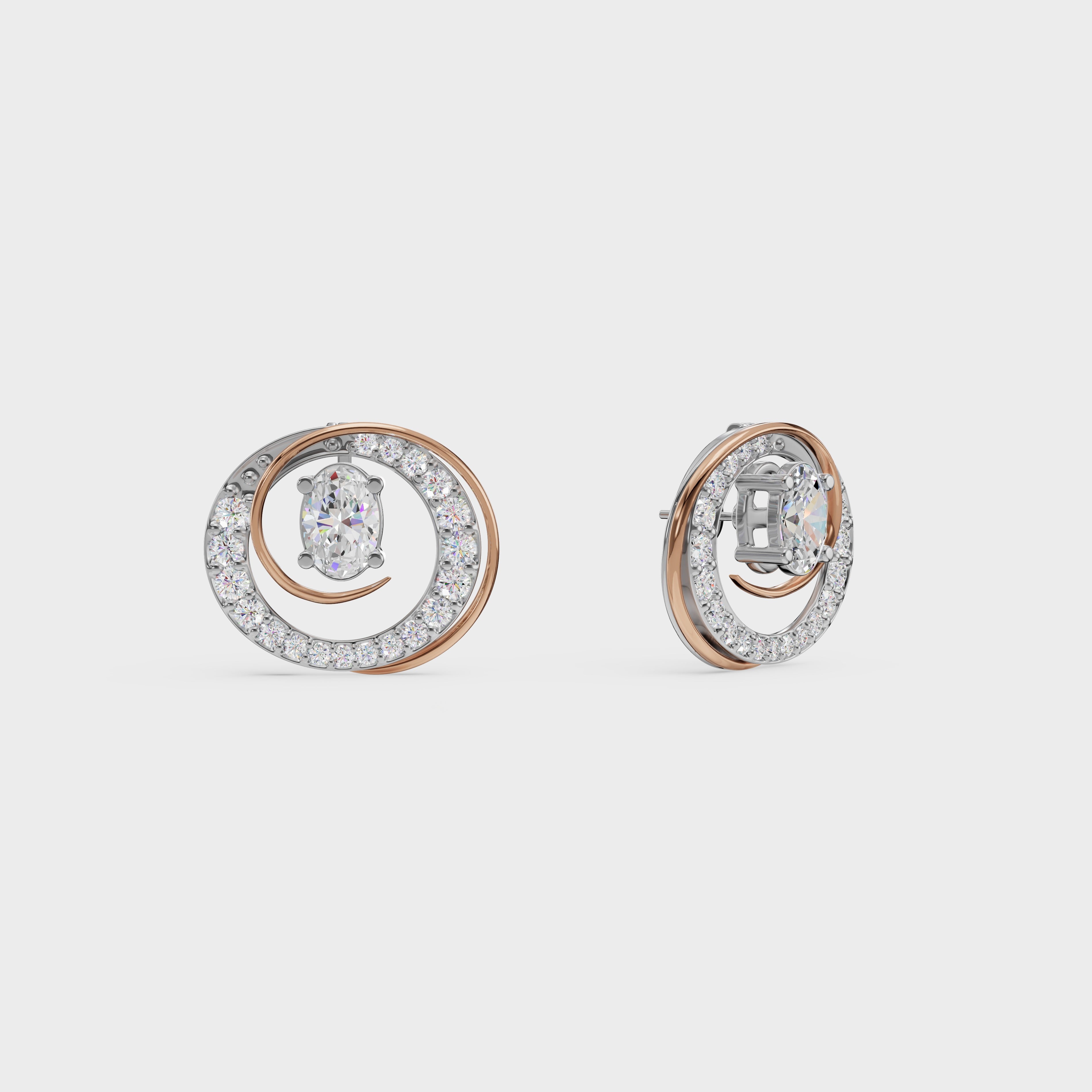 2 in One Oval cut stud & Earrings