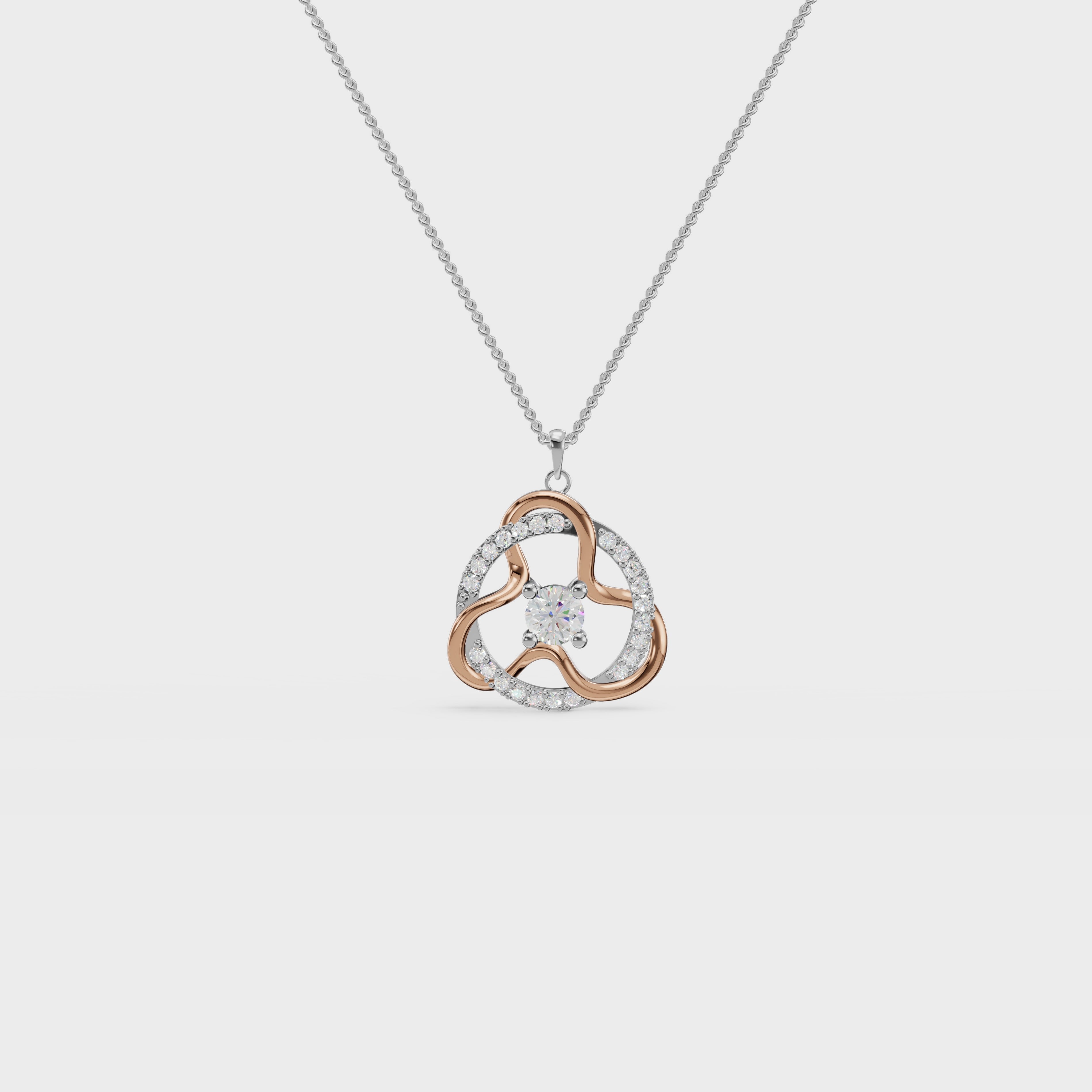 Trefoil Round Diamond Pendant