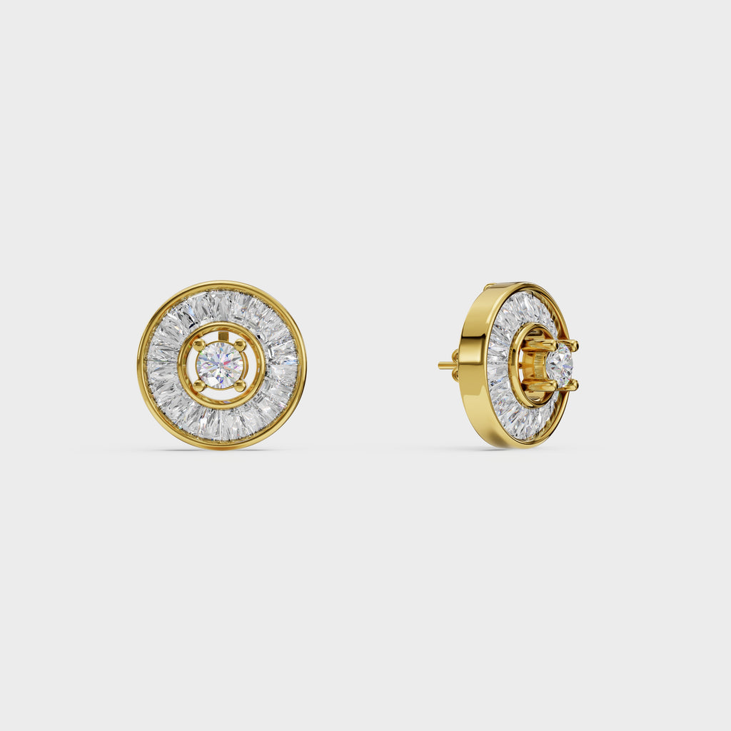 Radial Baguette Diamond Studs Earrings
