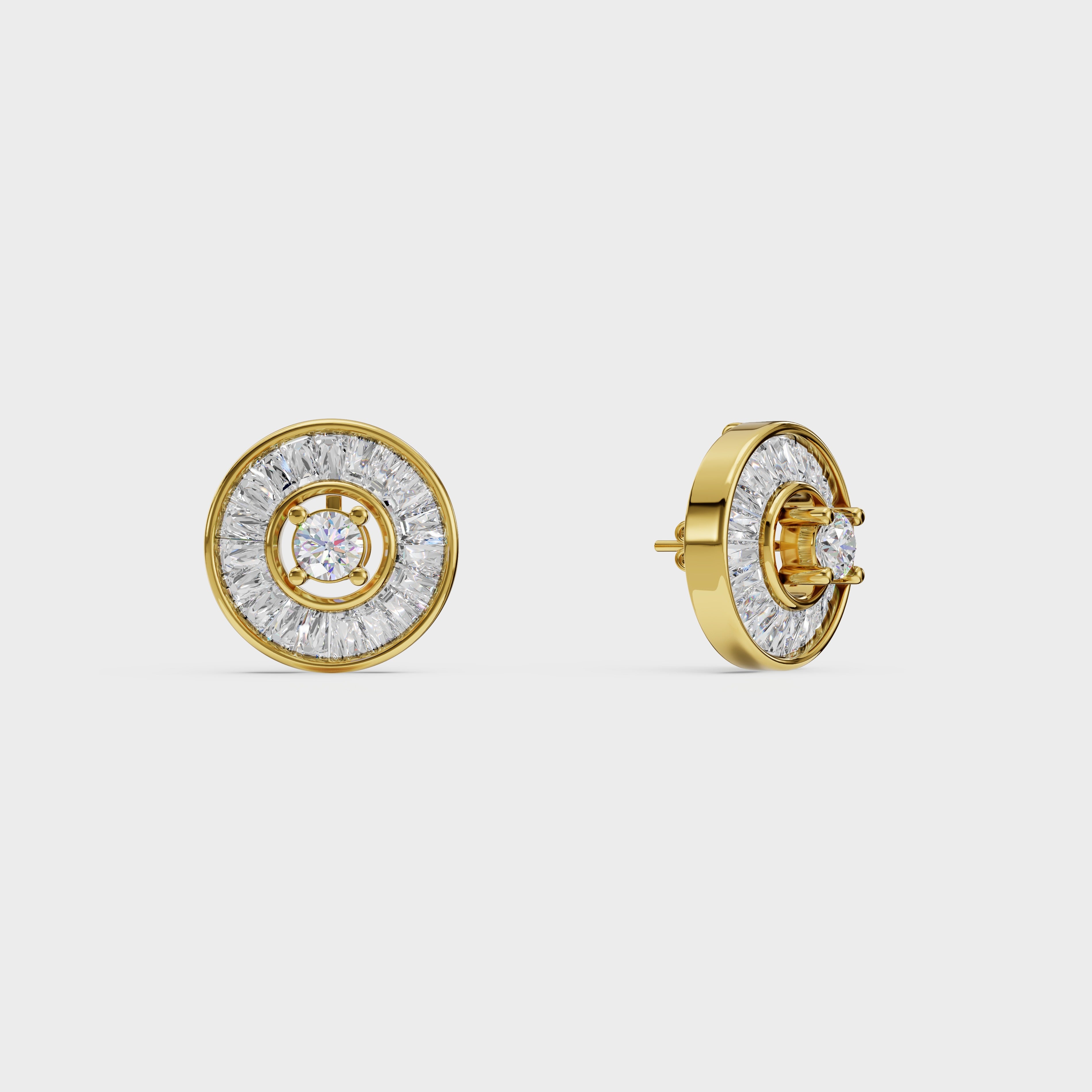 Radial Baguette Diamond Studs Earrings