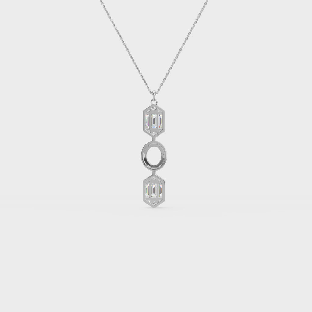 Art Deco Baguette and Round Diamond Pendant