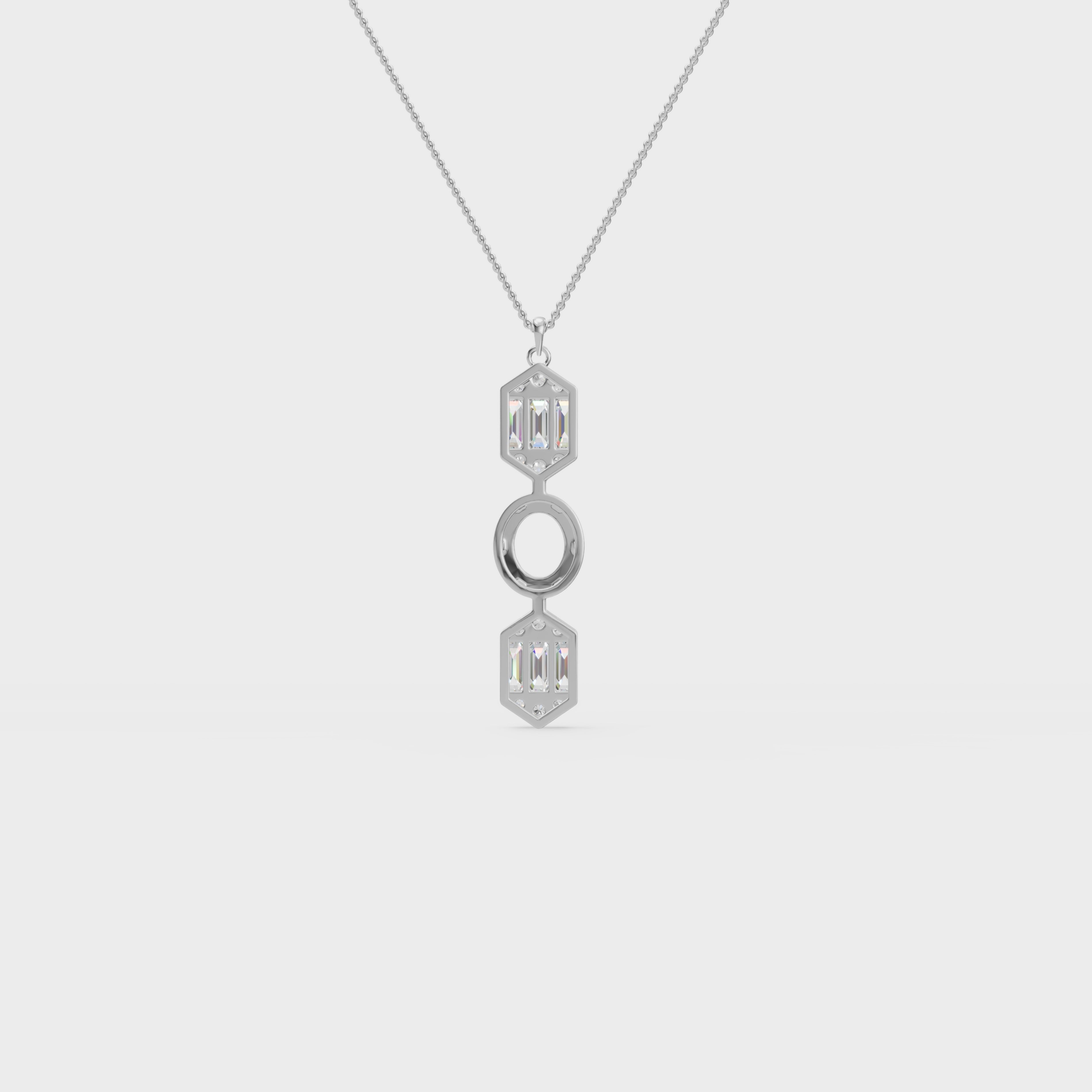 Art Deco Baguette and Round Diamond Pendant