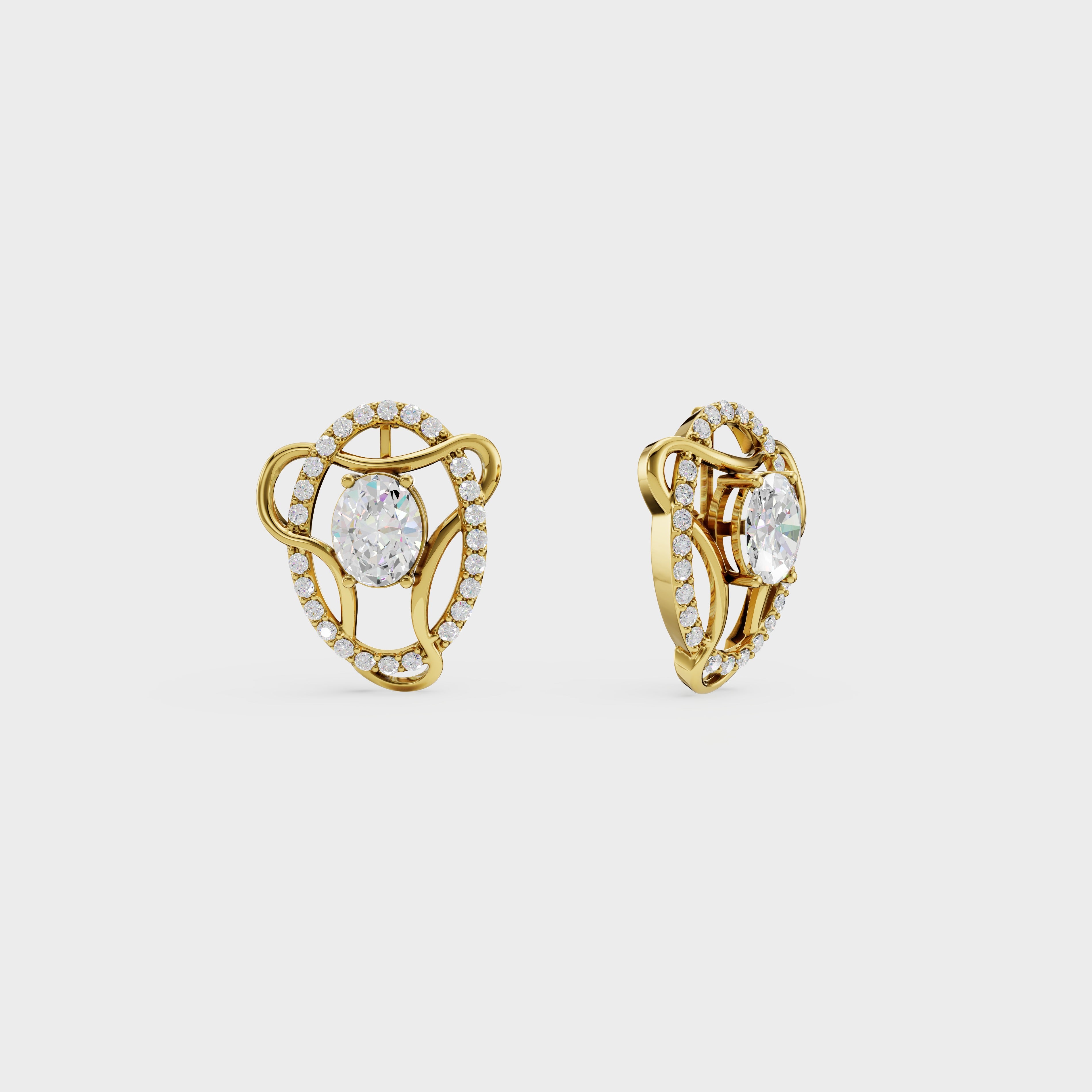 Diamond Swirl Halo Earrings