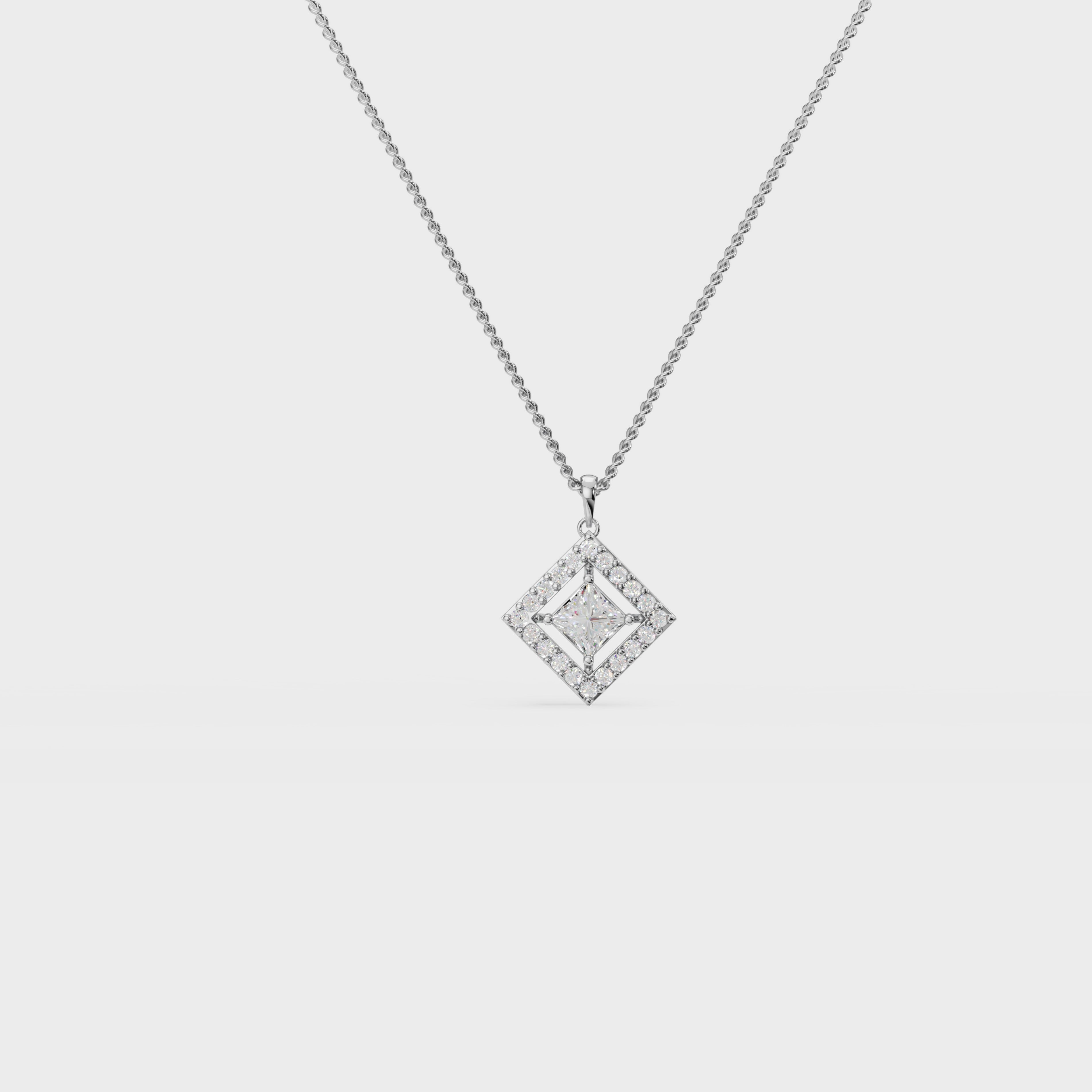 Square Halo princess diamond Pendant