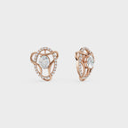 Diamond Swirl Halo Earrings