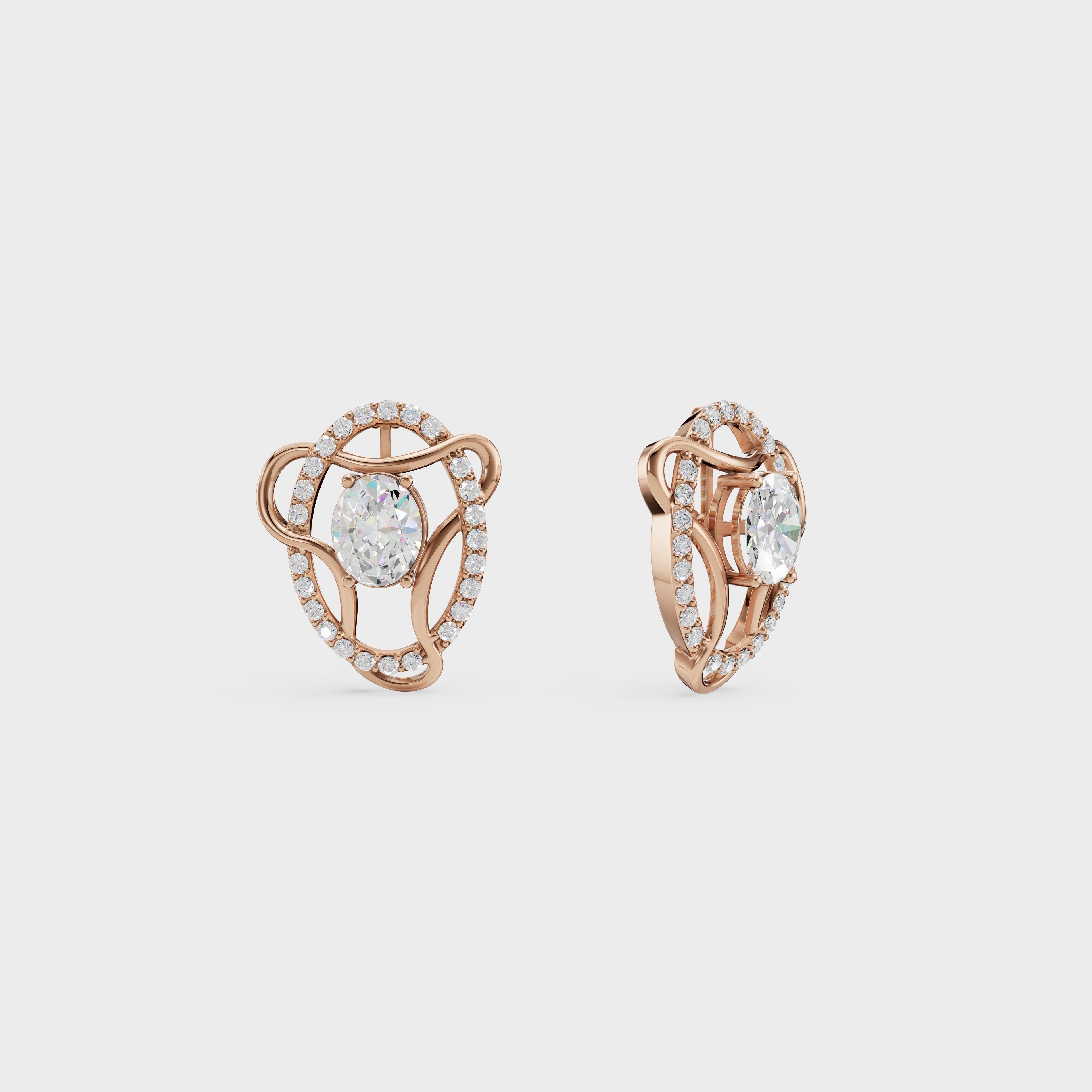 Diamond Swirl Halo Earrings