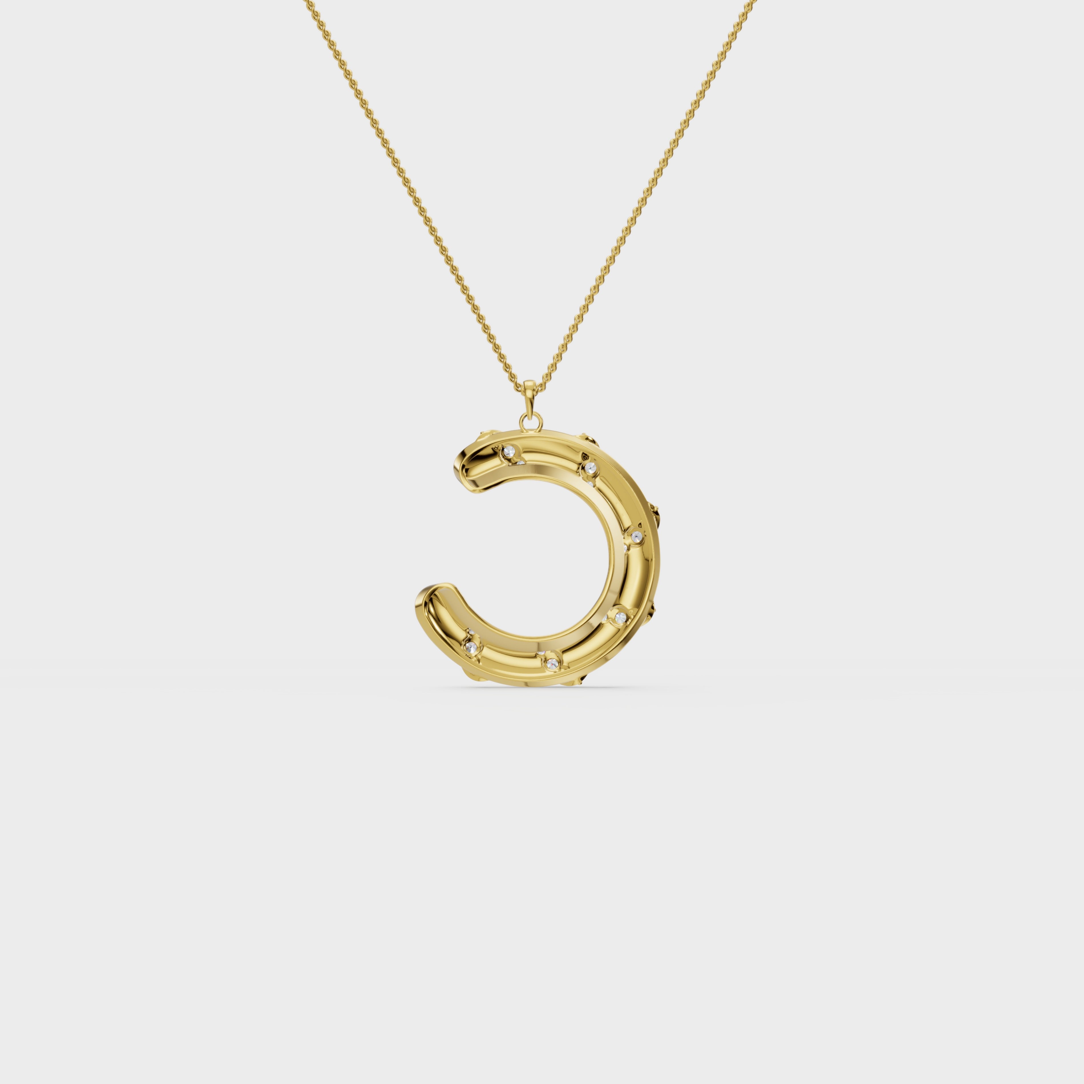 Monogram C diamond swirl pendant