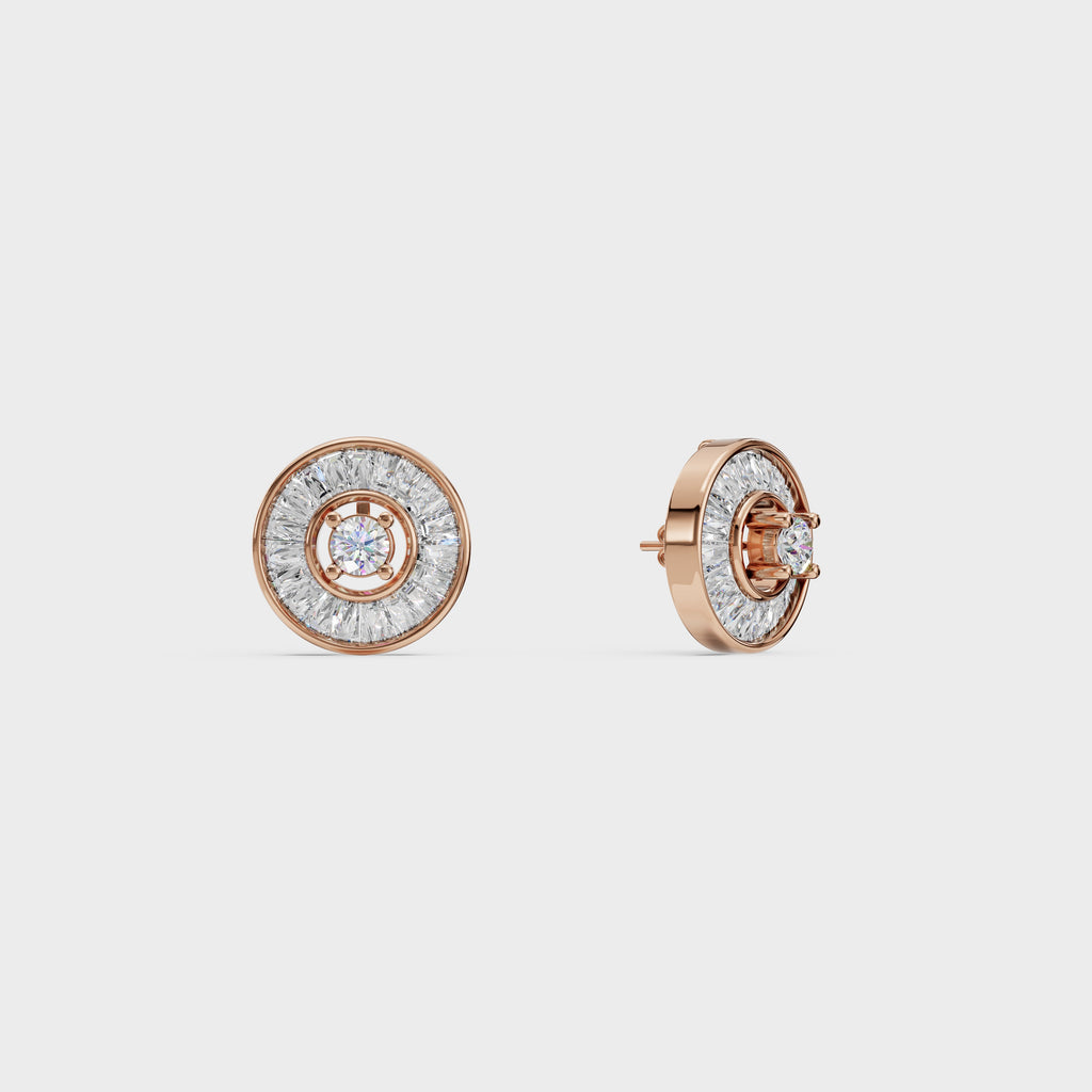 Radial Baguette Diamond Studs Earrings