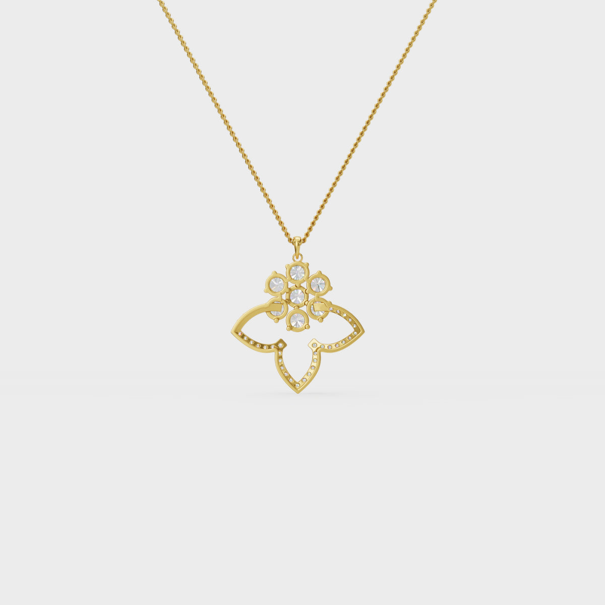 Three Petals Cluster Diamond Floral Pendant