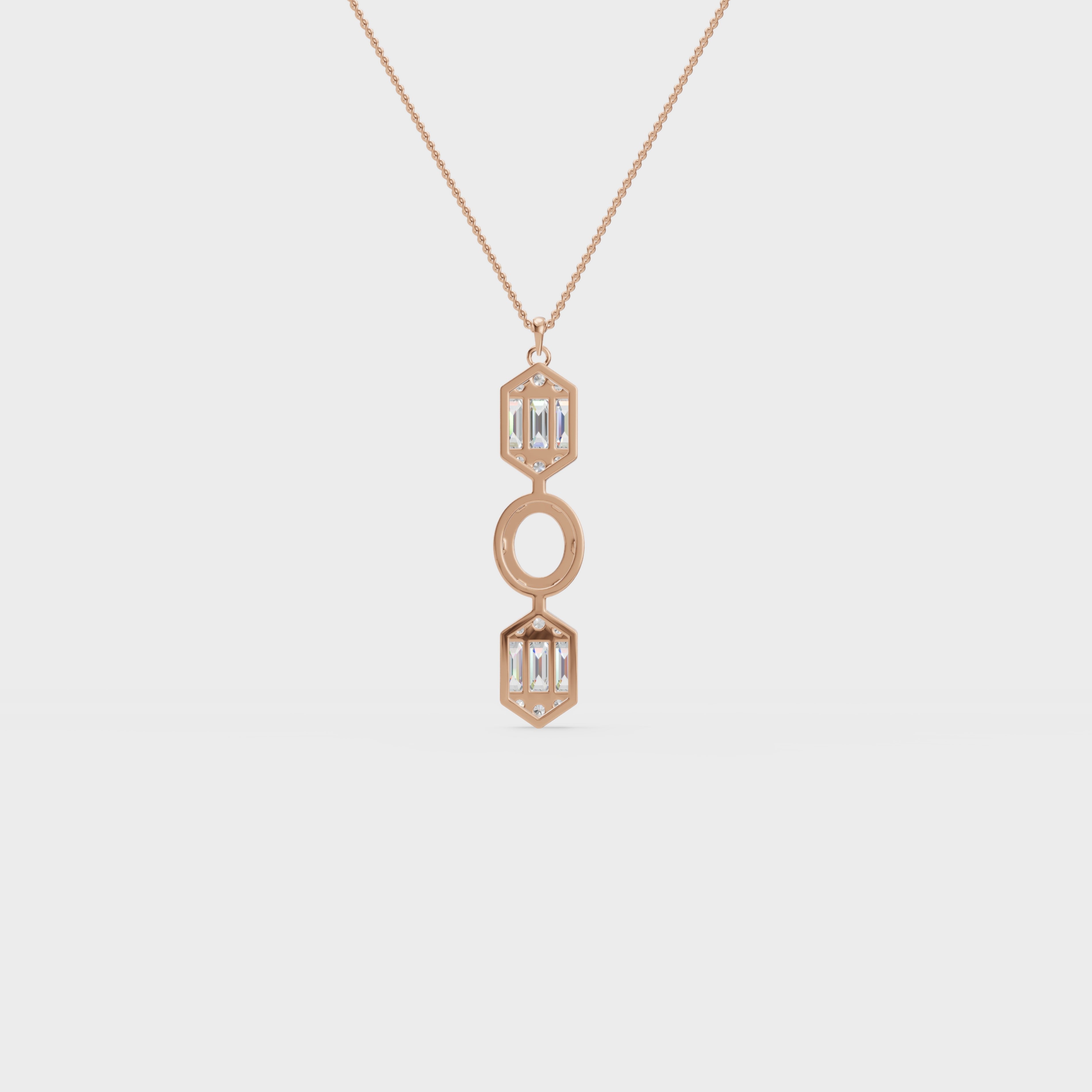 Art Deco Baguette and Round Diamond Pendant