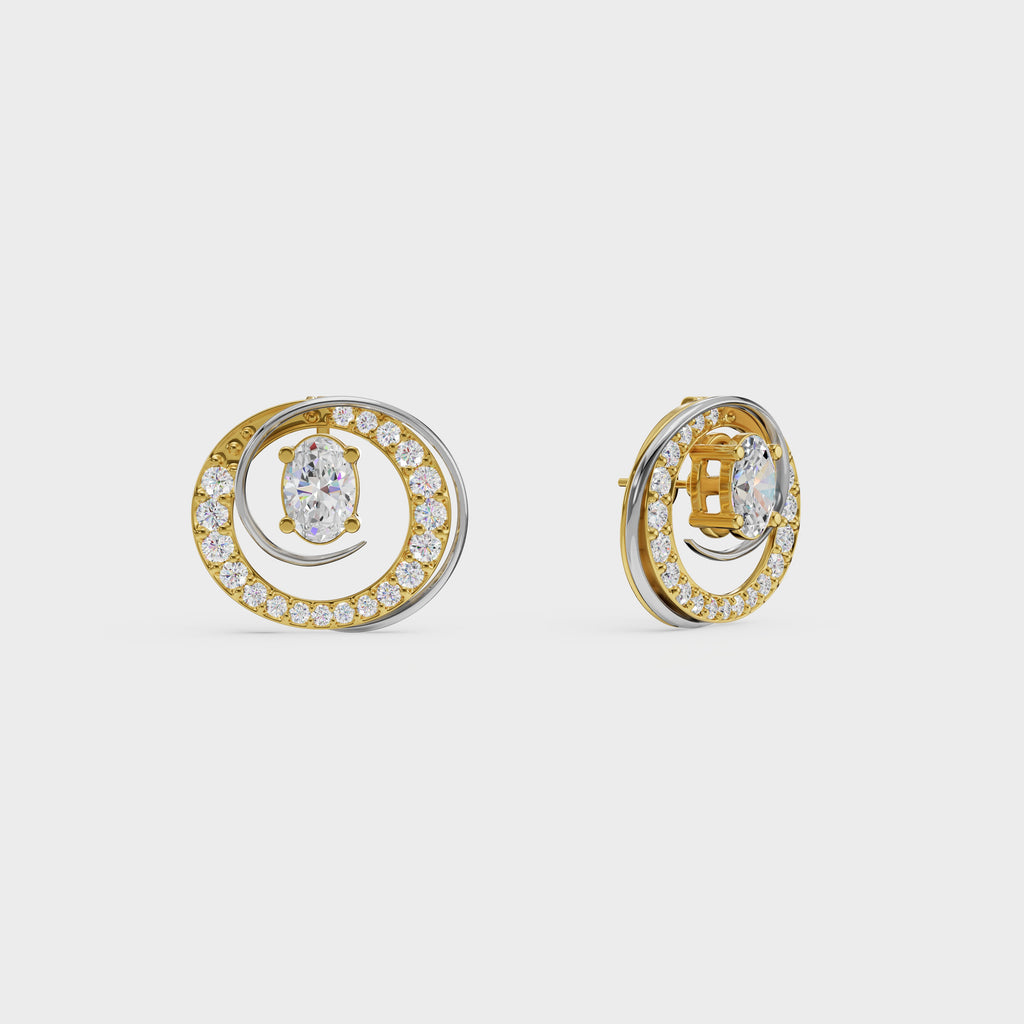 2 in One Oval cut stud & Earrings