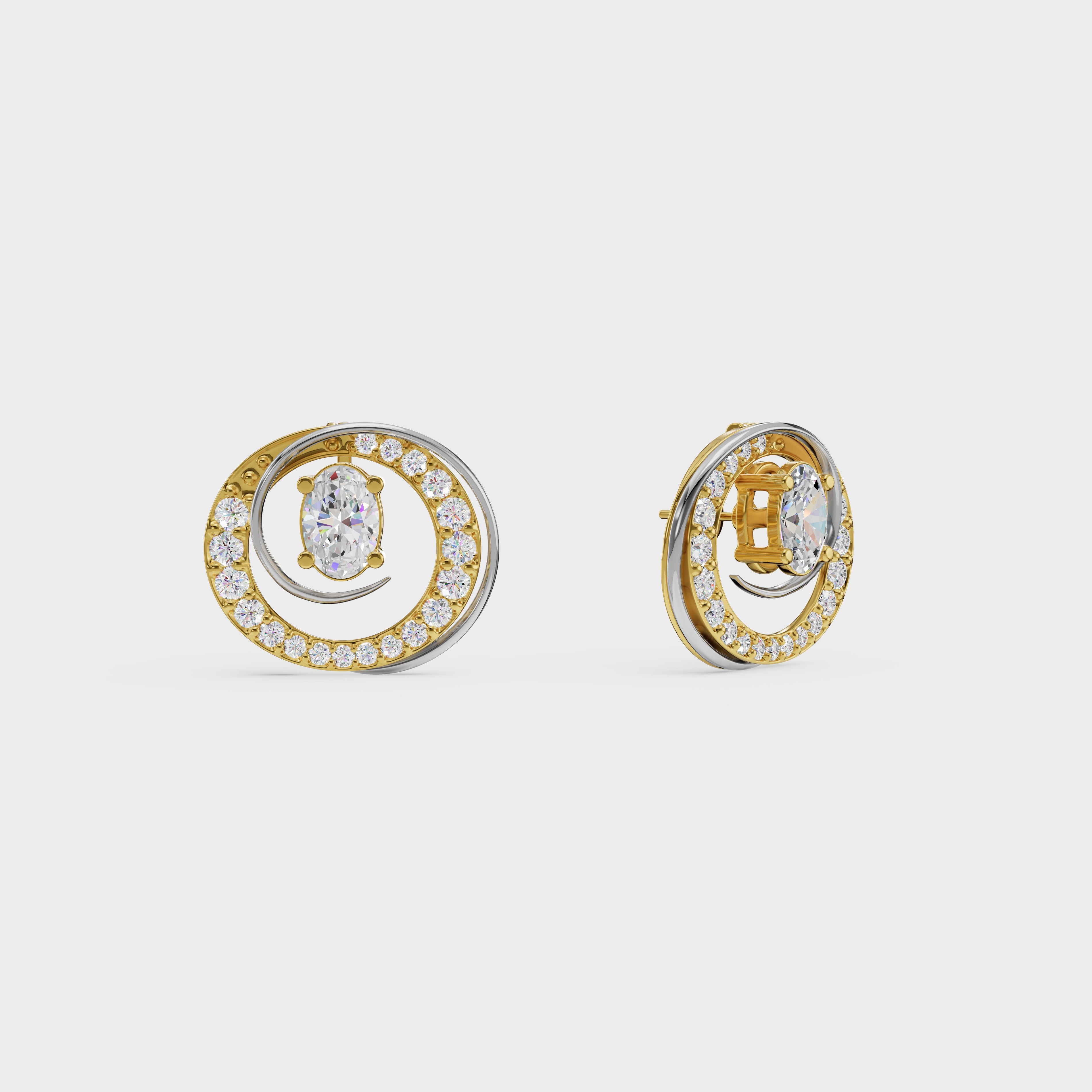 2 in One Oval cut stud & Earrings