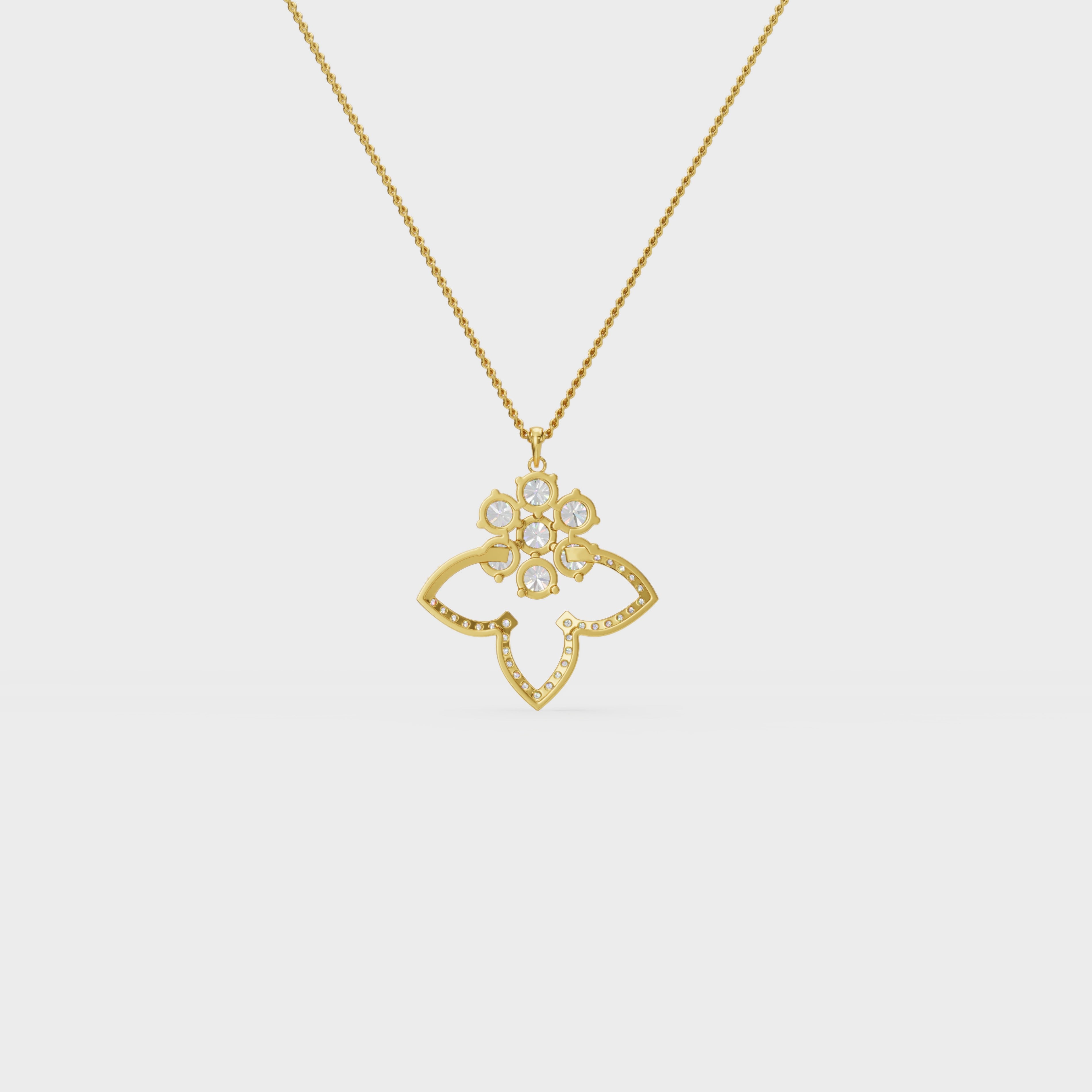 Three Petals Cluster Diamond Floral Pendant
