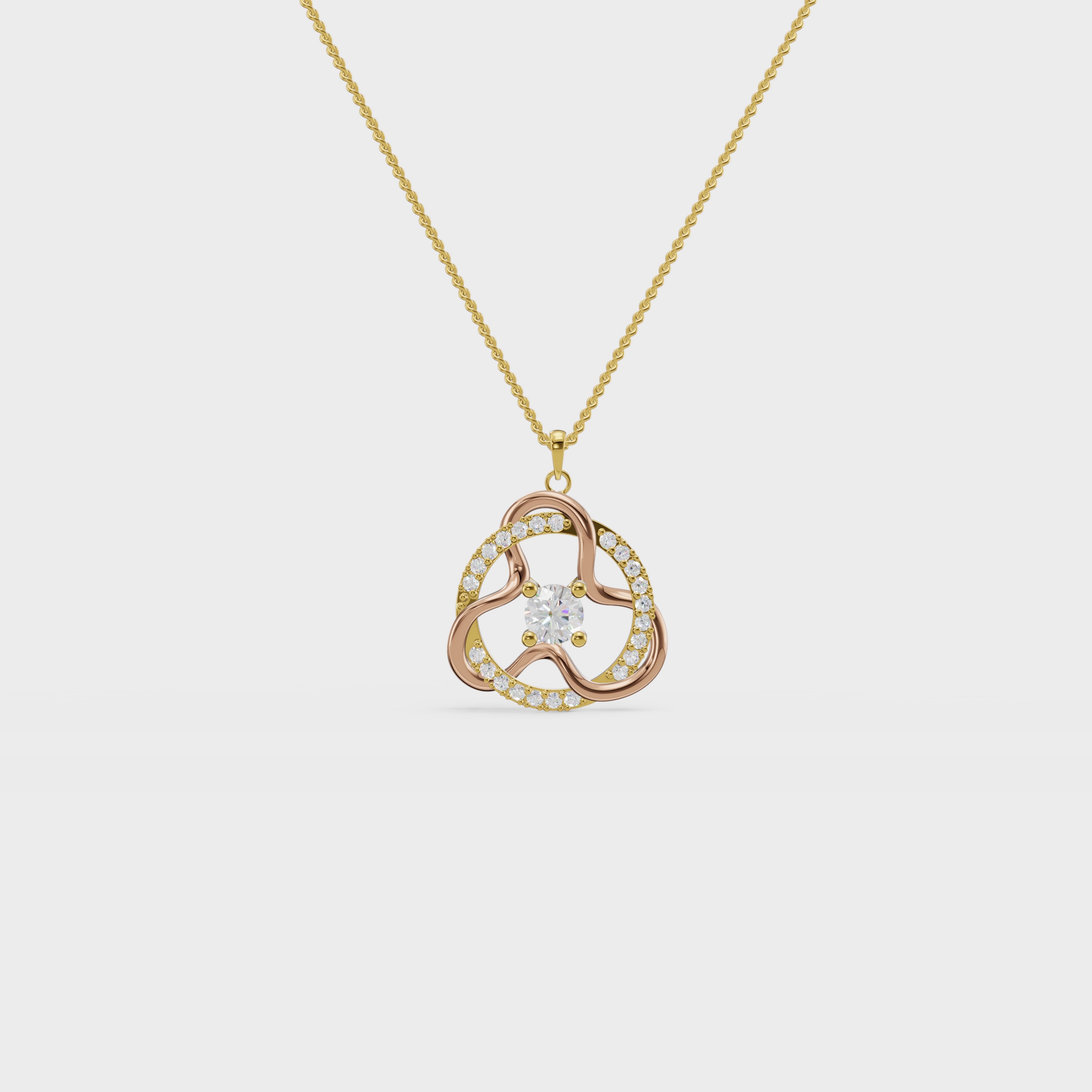 Trefoil Round Diamond Pendant