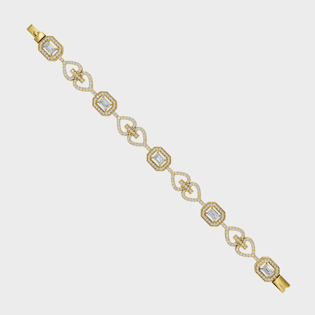 Luminous Heart Chain Emerald Cut Bracelet