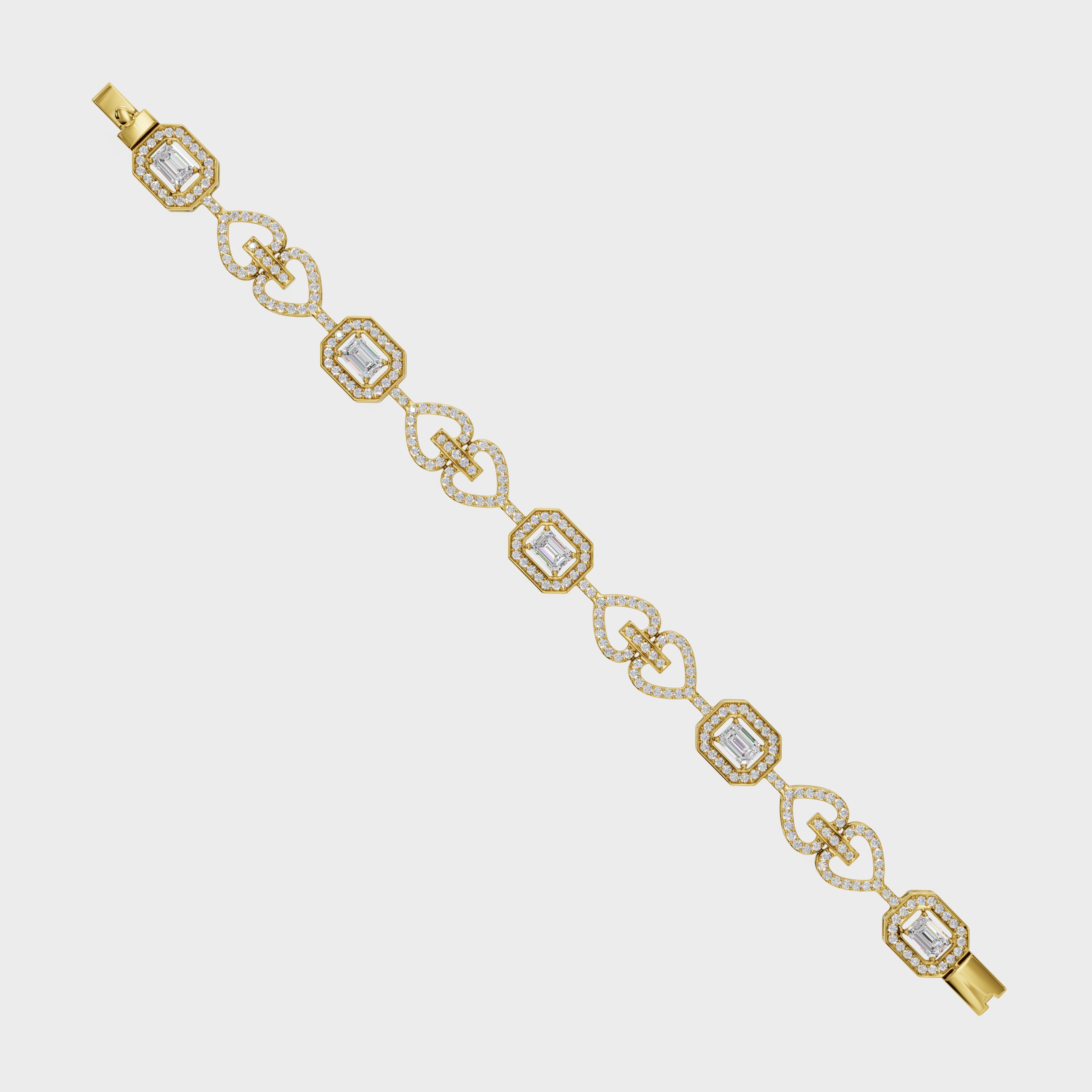 Luminous Heart Chain Emerald Cut Bracelet