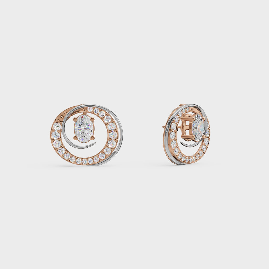 2 in One Oval cut stud & Earrings