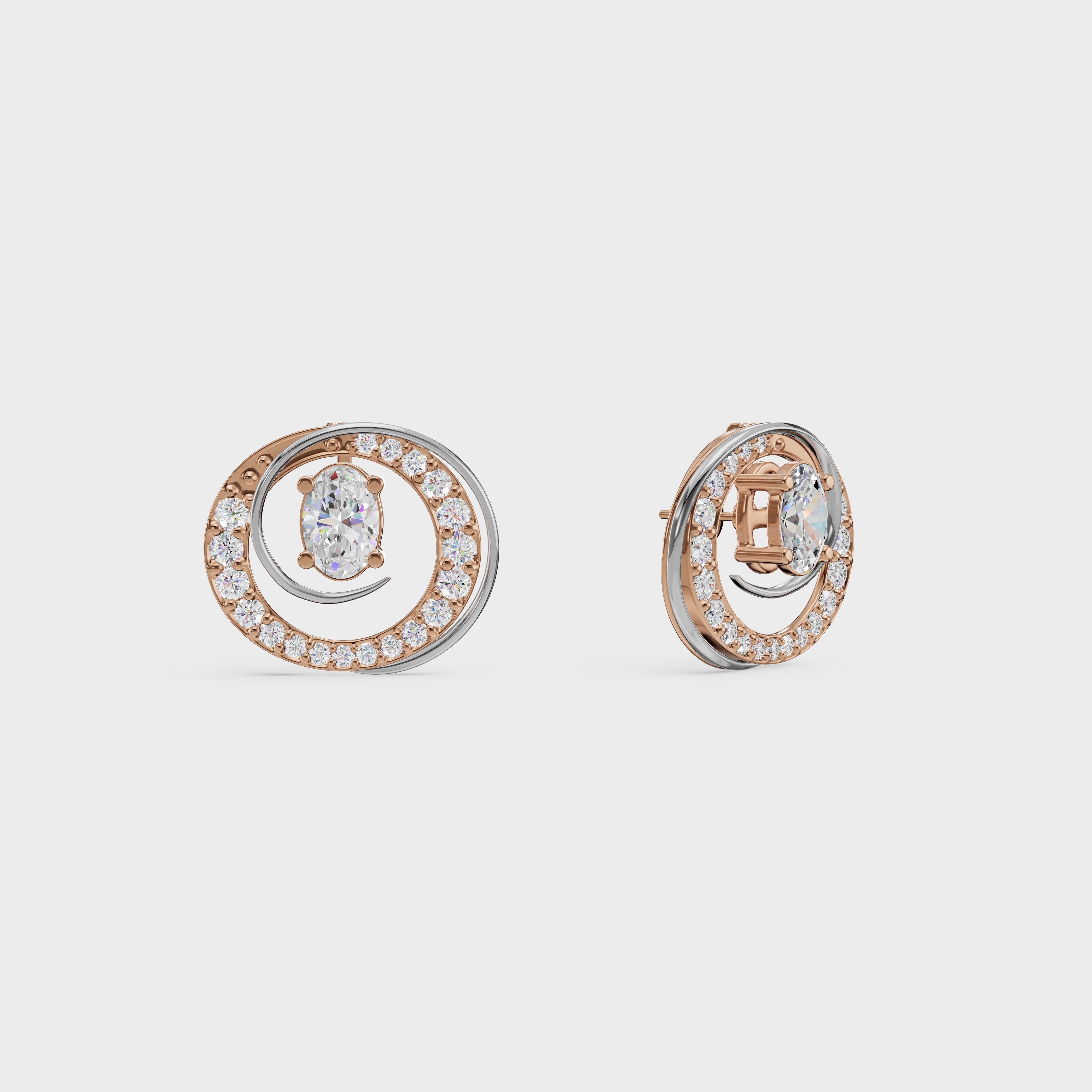 2 in One Oval cut stud & Earrings