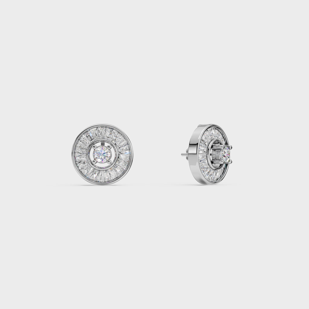 Radial Baguette Diamond Studs Earrings