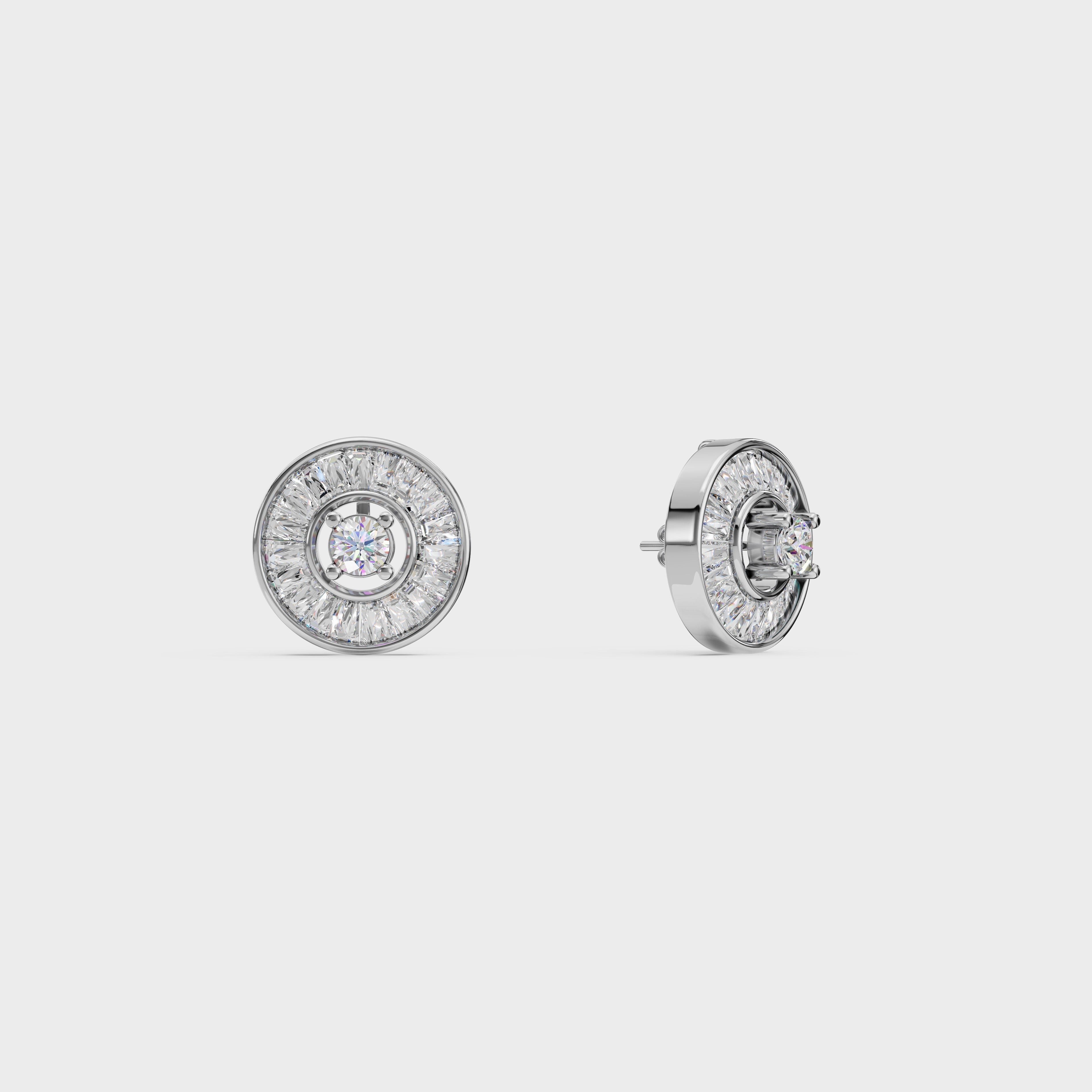 Radial Baguette Diamond Studs Earrings