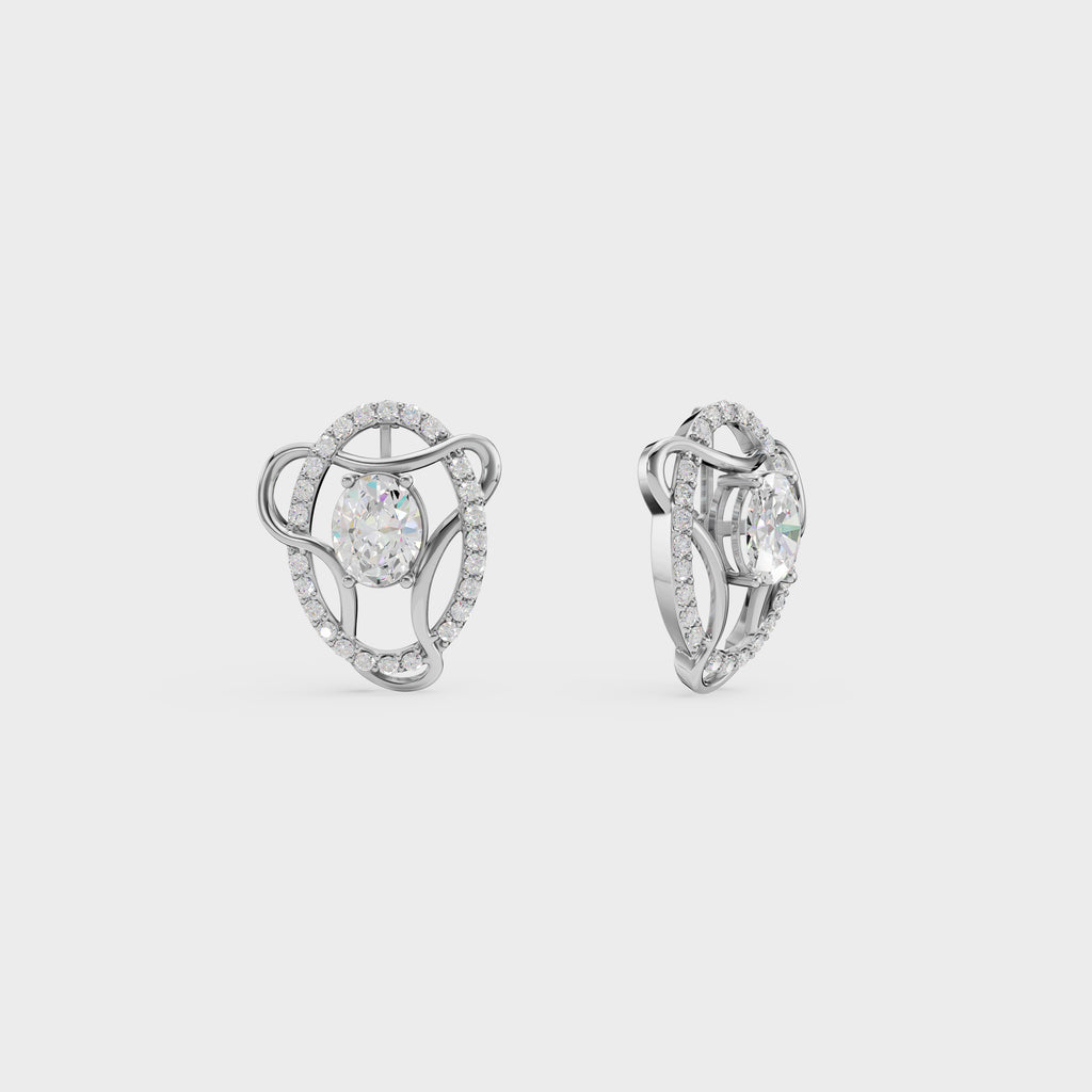 Diamond Swirl Halo Earrings