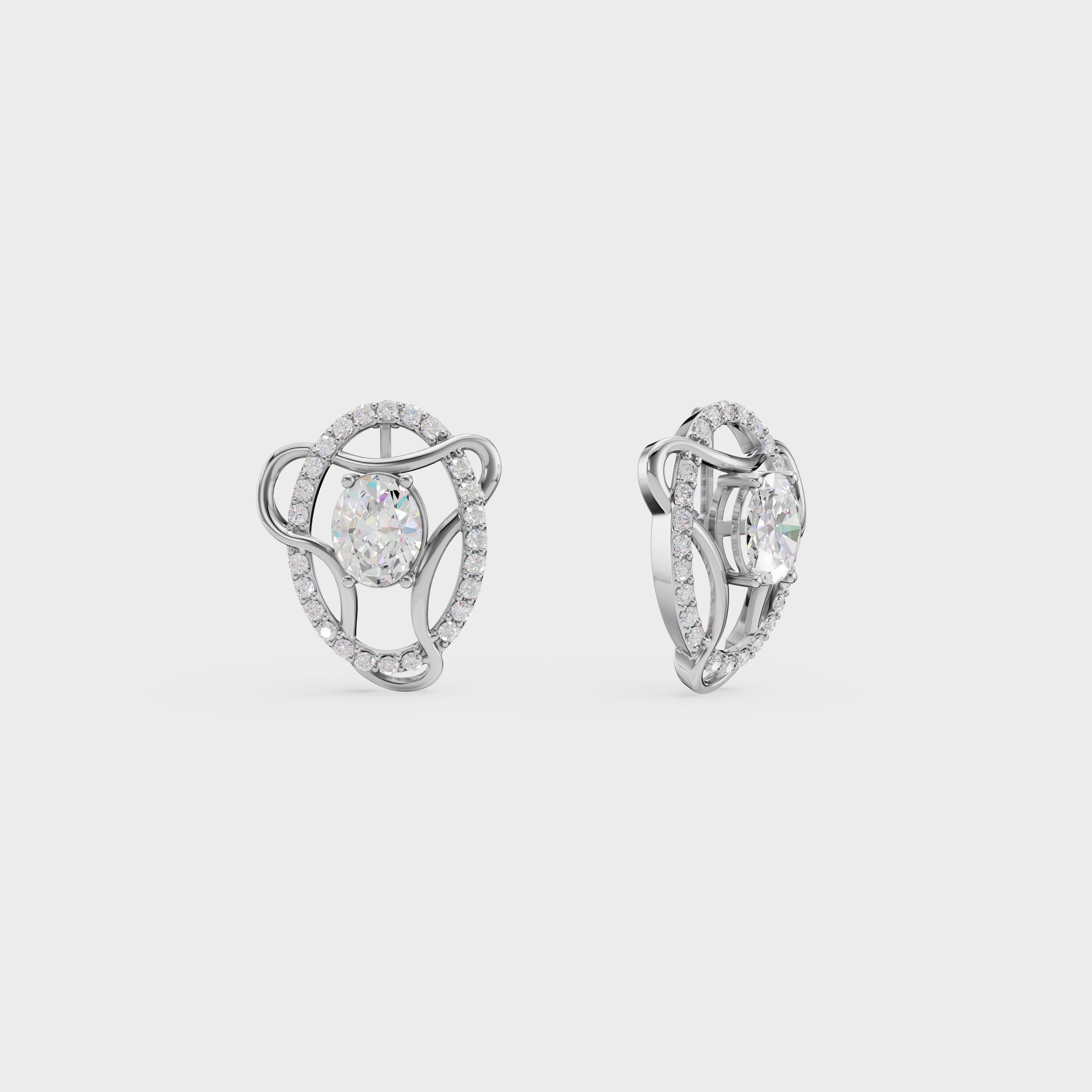 Diamond Swirl Halo Earrings