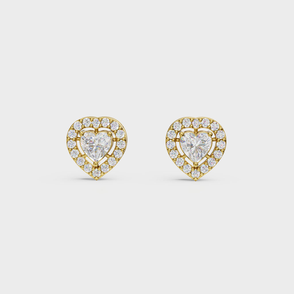 Heart Cut Halo Stud Earrings