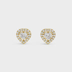 Heart Cut Halo Stud Earrings