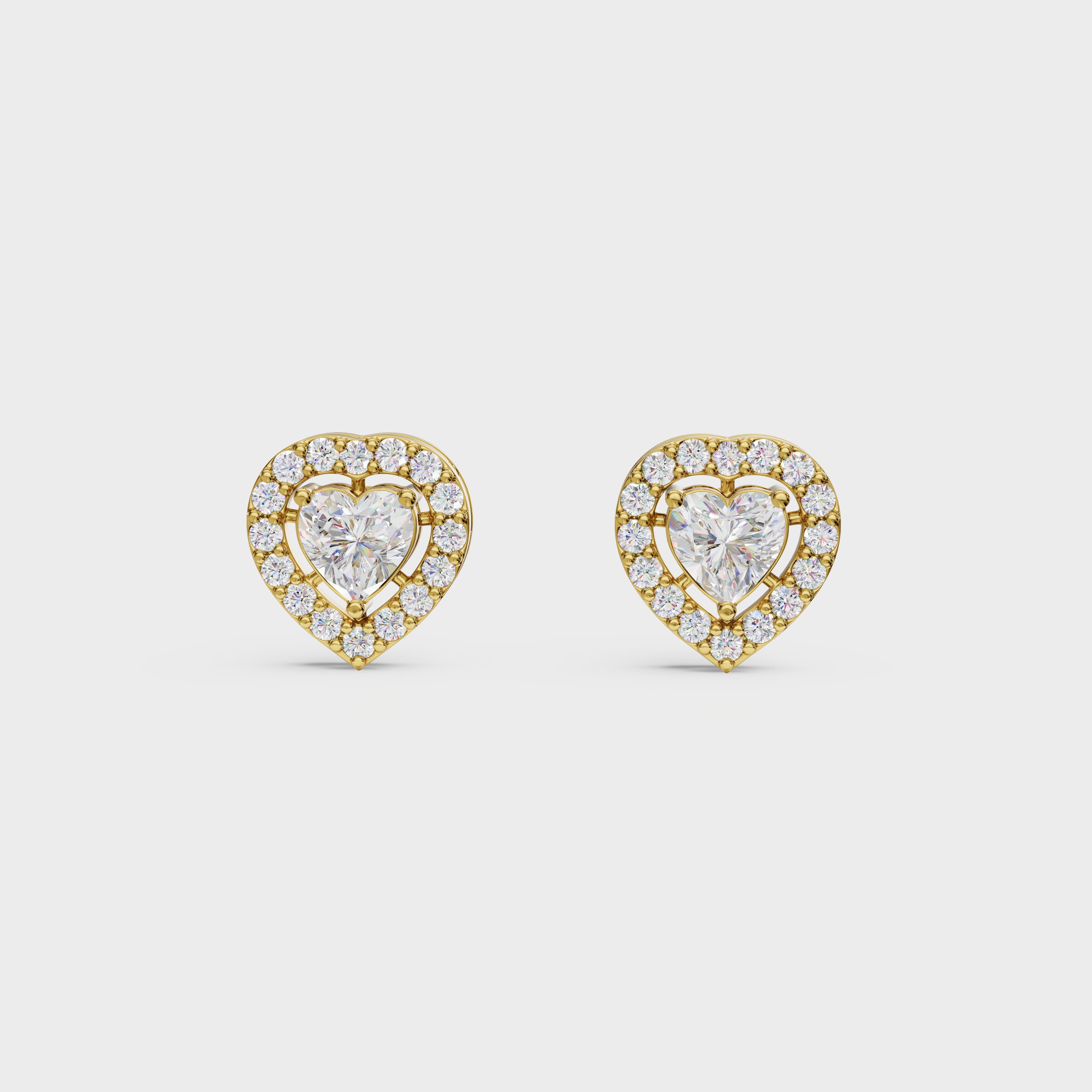 Heart Cut Halo Stud Earrings