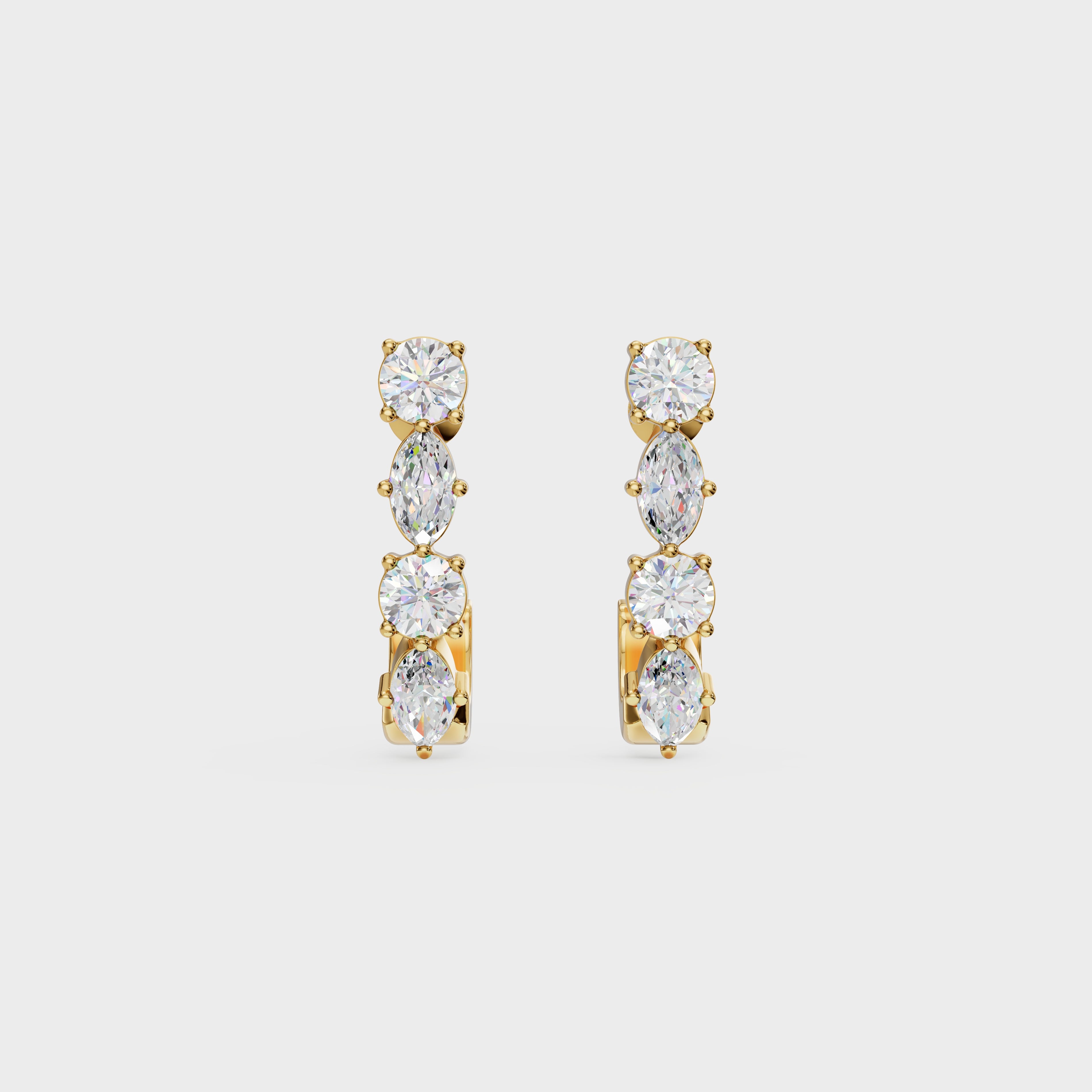 Round & Marquise Diamond Hoops