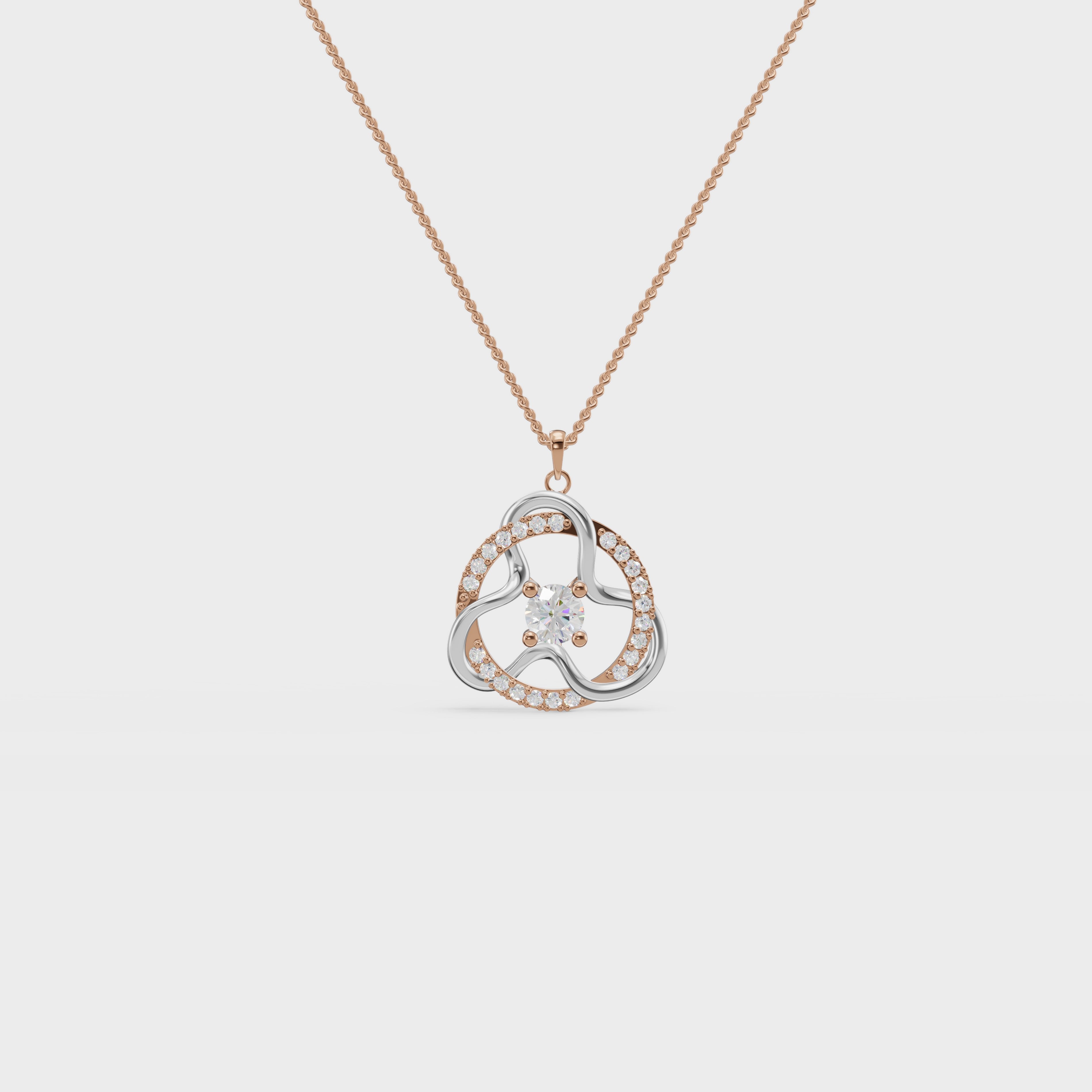 Trefoil Round Diamond Pendant