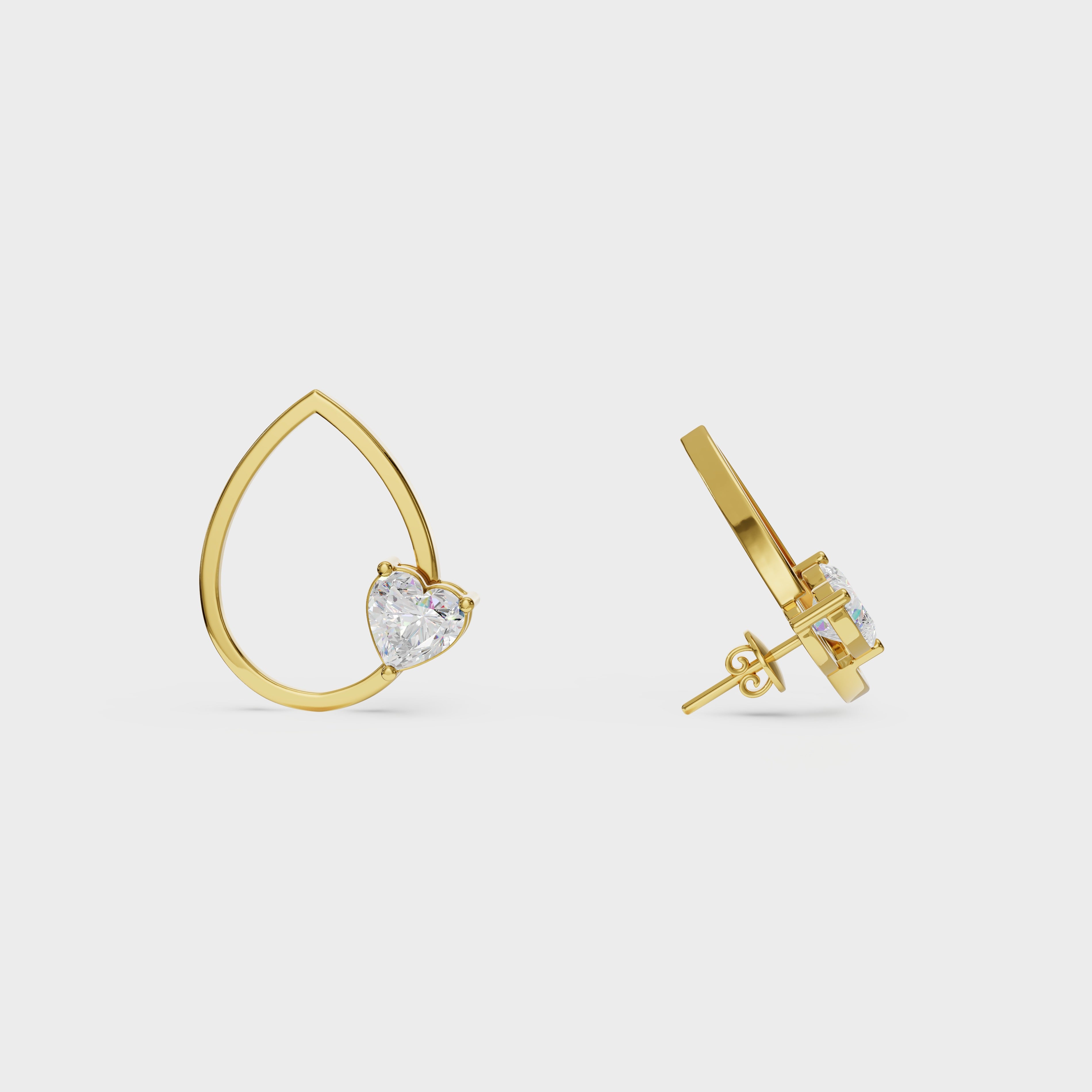 Heart in Teardrop Stud Earring