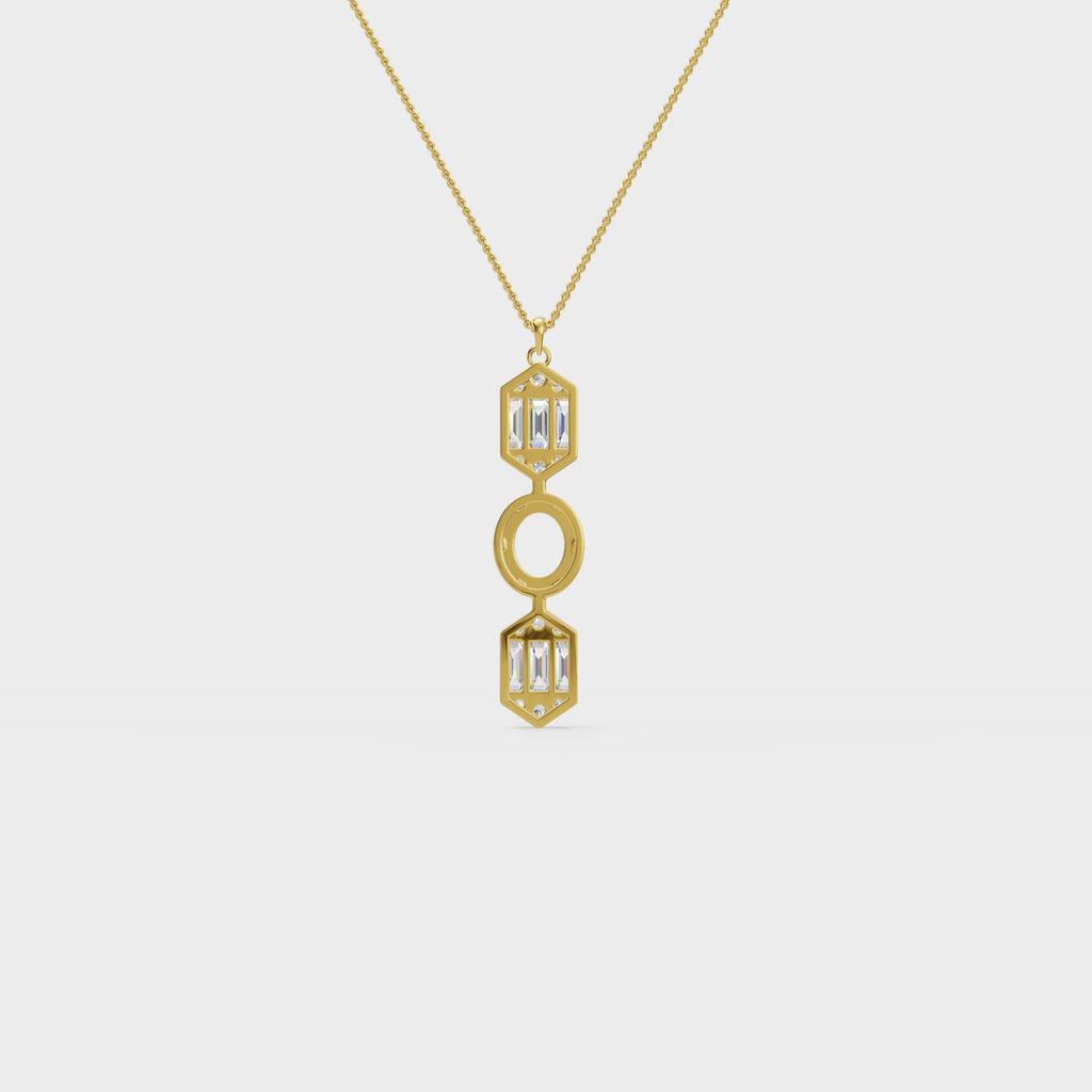 Art Deco Baguette and Round Diamond Pendant