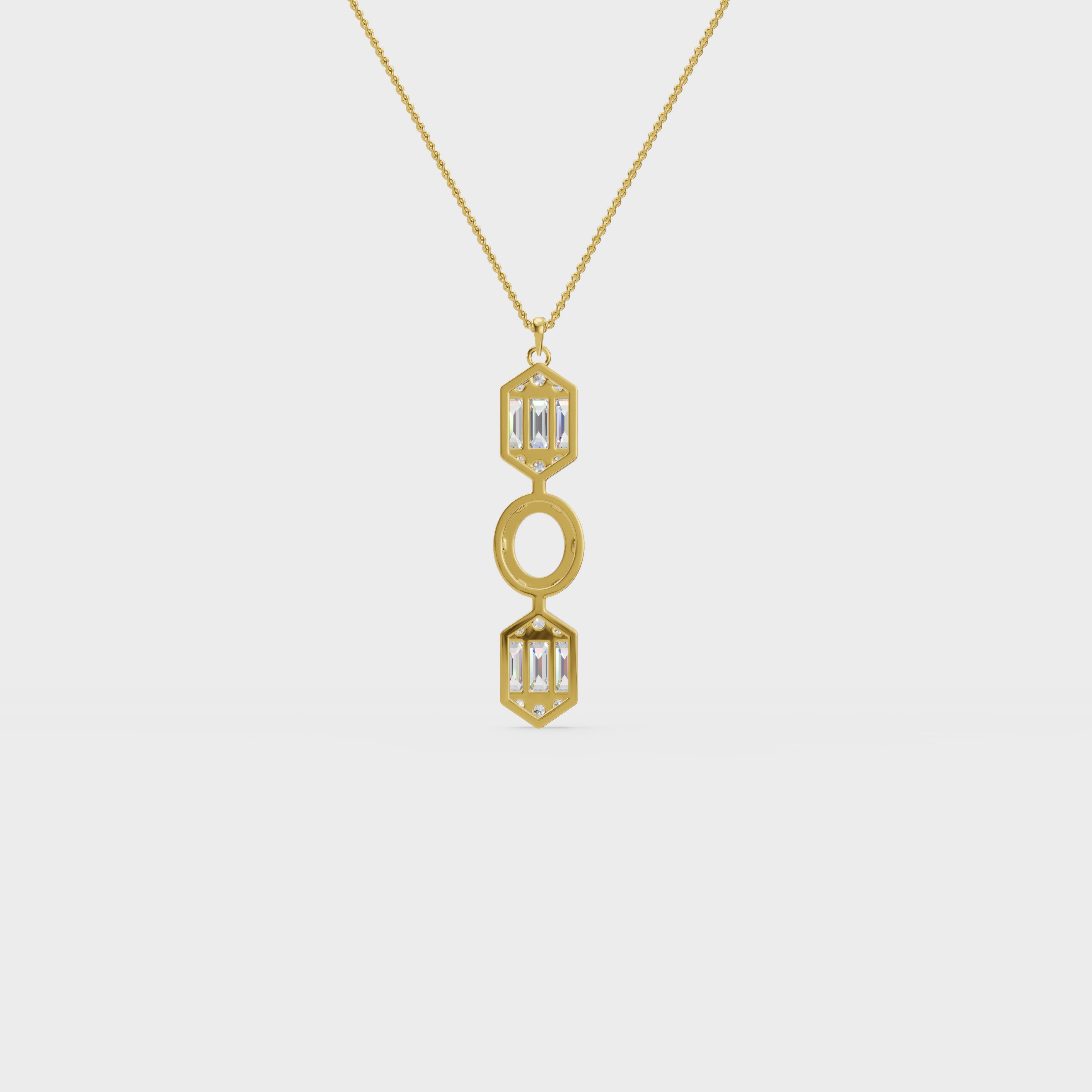 Art Deco Baguette and Round Diamond Pendant