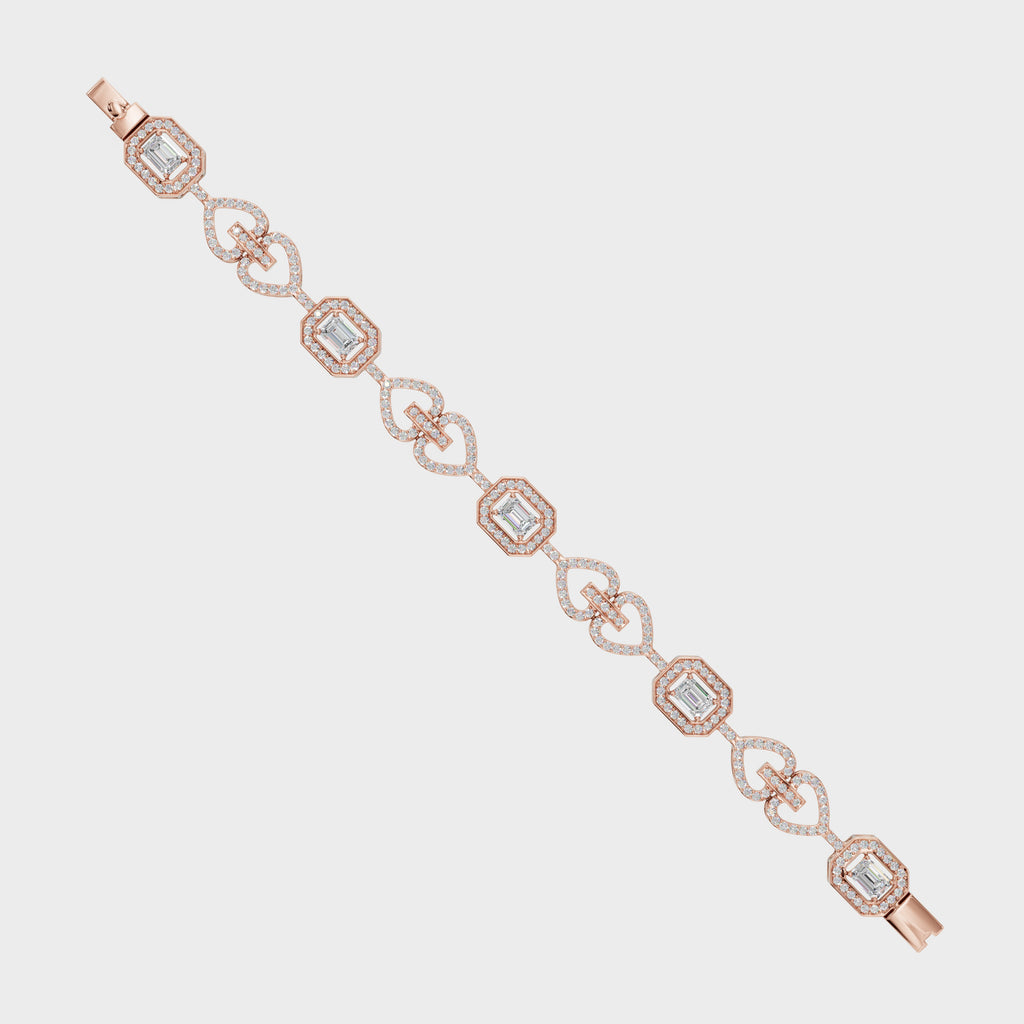 Luminous Heart Chain Emerald Cut Bracelet