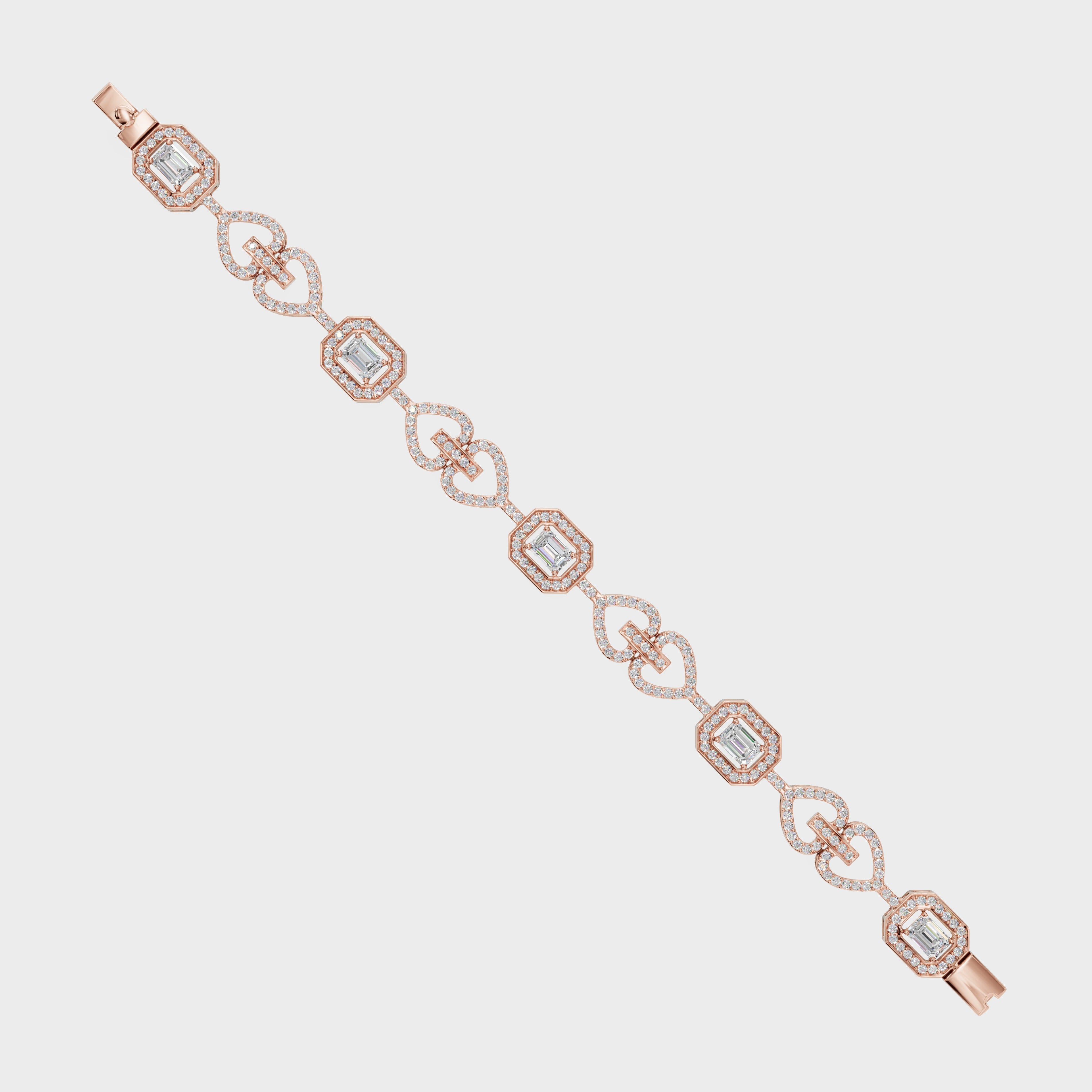Luminous Heart Chain Emerald Cut Bracelet